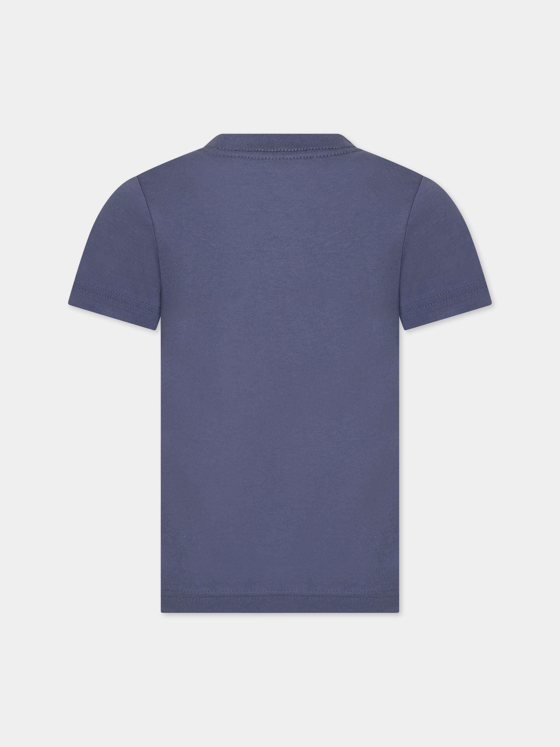 T-shirt blu per bambino con logo e stampa,Nike,86K948 U6B