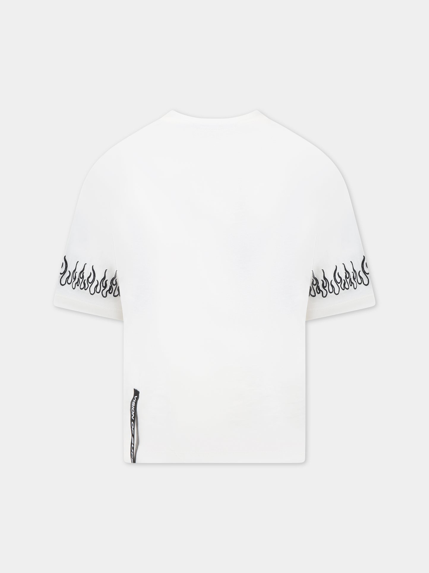 T-shirt bianca per bambino con fiamme e logo,Vision Of Super,TSV3100J BIANCO