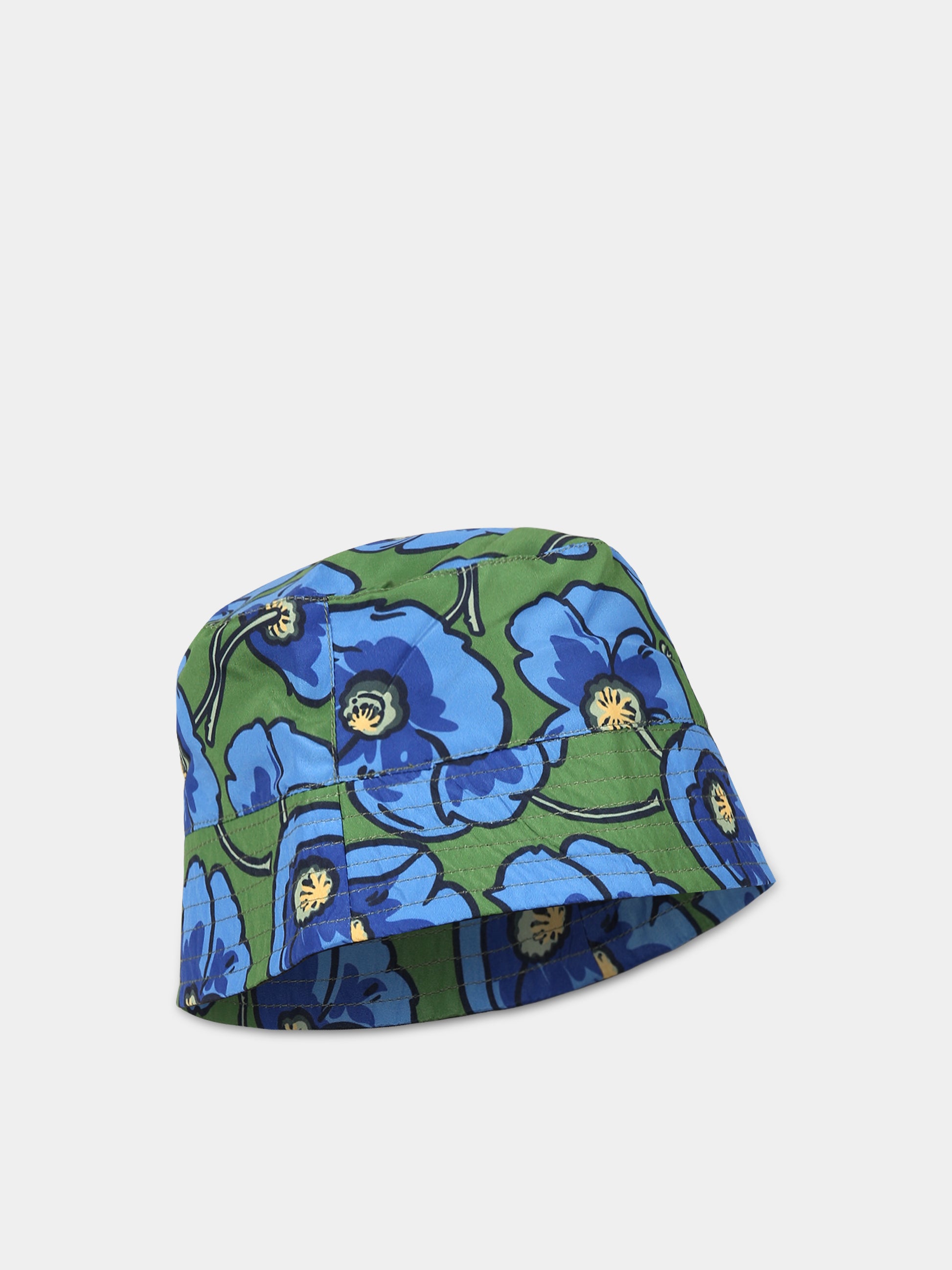 Cloche multicolor per bambino con logo e papeveri blu,Kenzo Kids,K21048 845