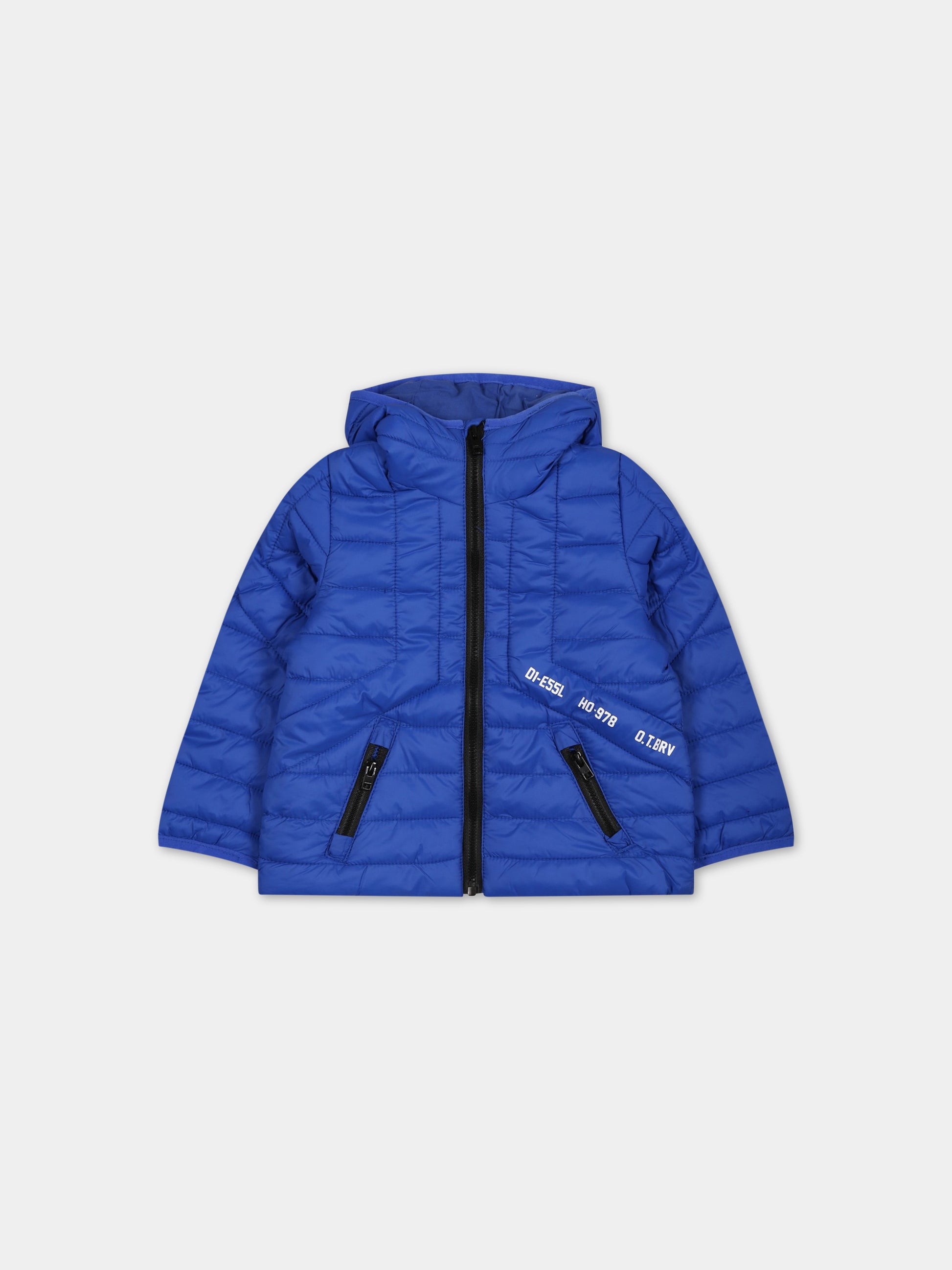Piumino blu per neonato con logo,Diesel,K00169 KXBBF K80D