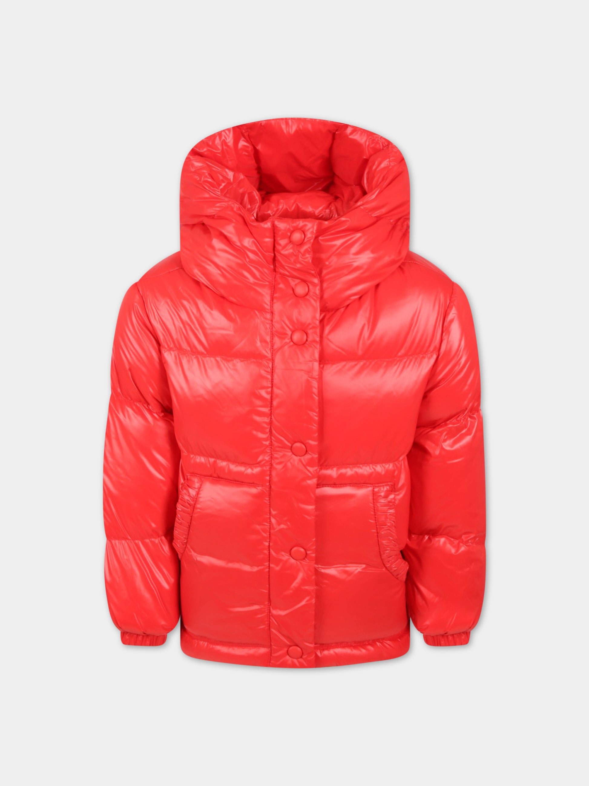 Piumino rosso per bambina con logo,Add,ADFGB009 YA283 3001