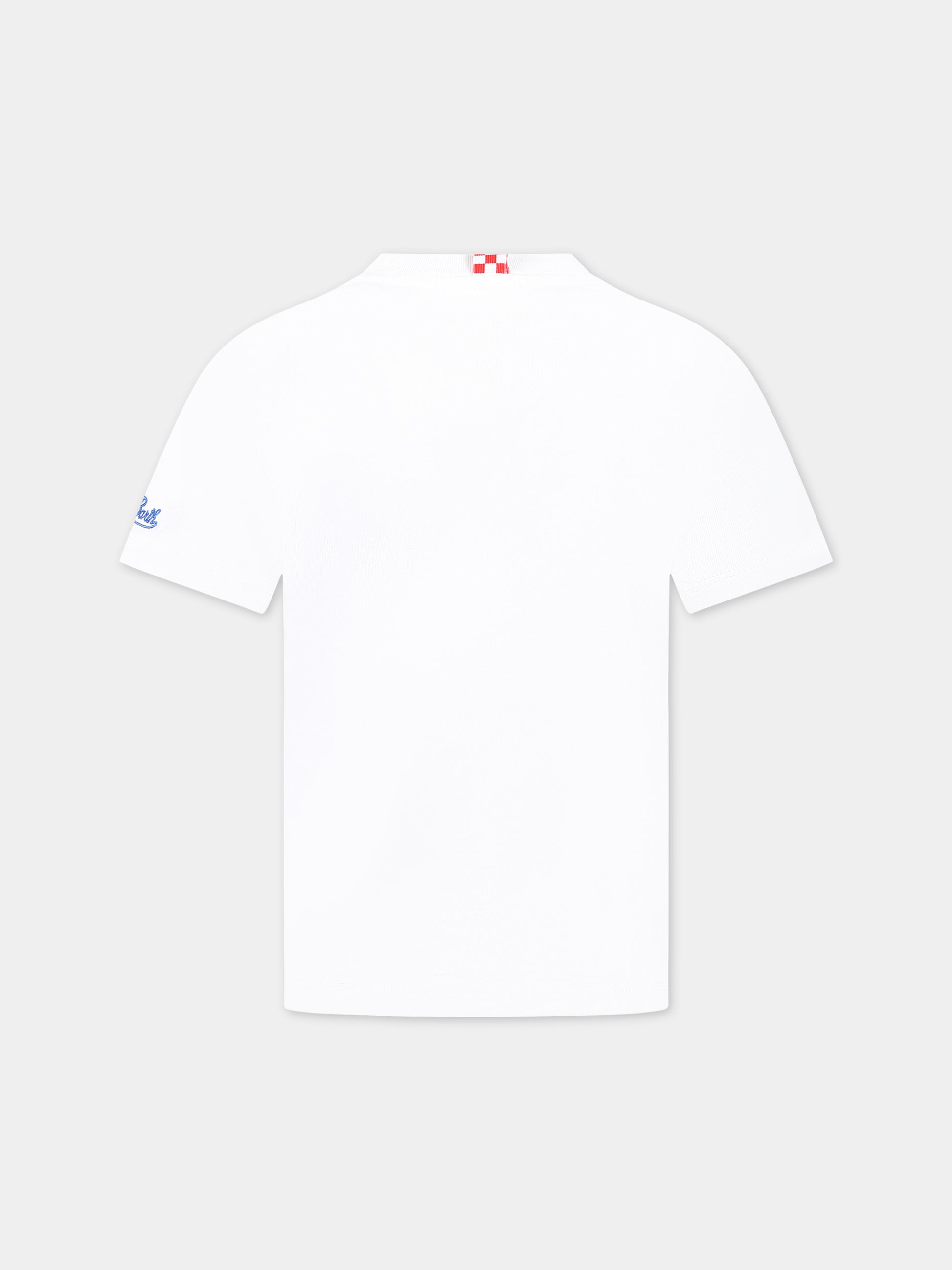 T-shirt bianca per bambini con stampa Estathé, scritta  Ho voglia di Estate  e logo,Mc2 Saint Barth,EDDY PEACH ESTATHE 01N EMB