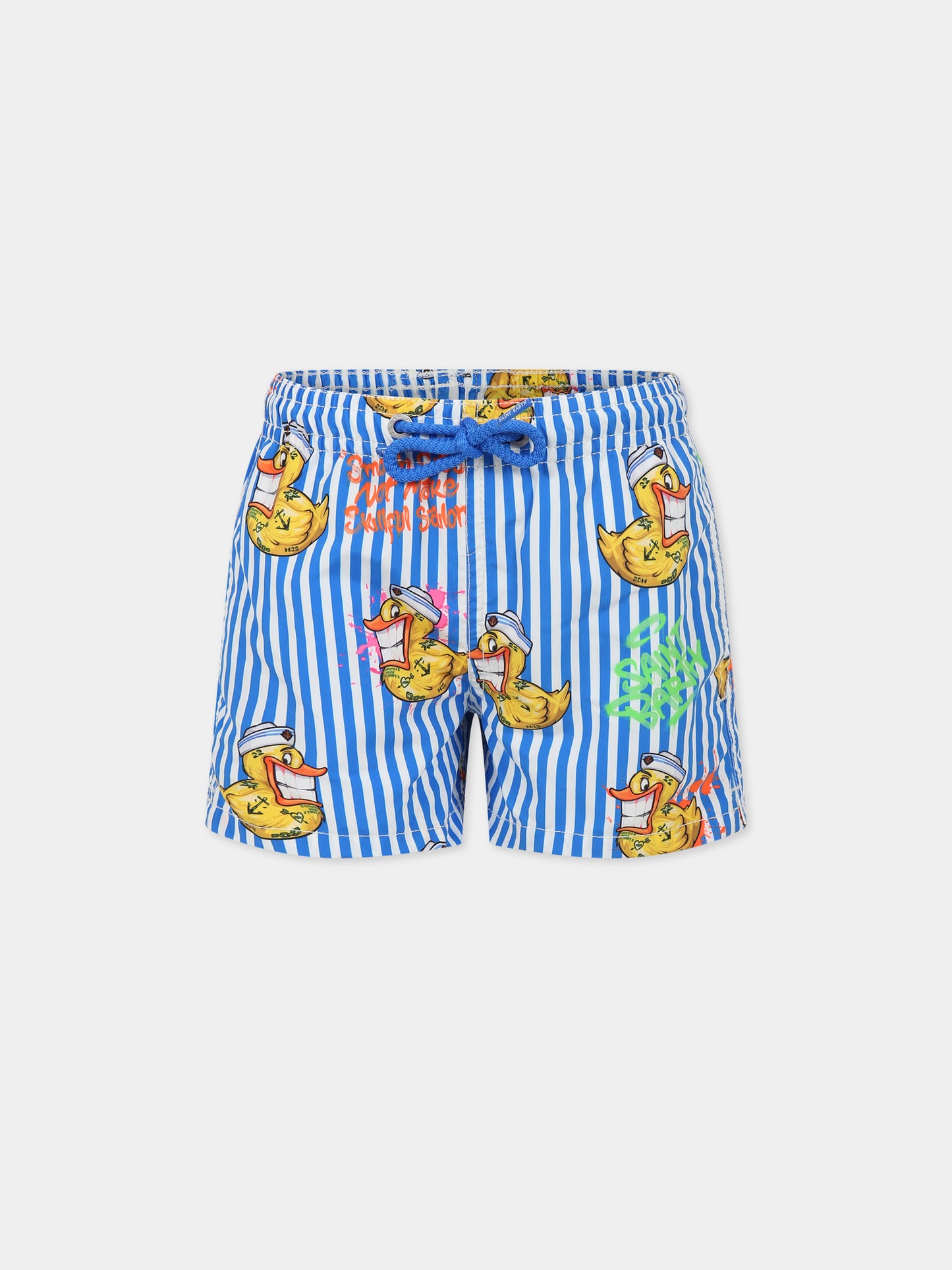 Boxer mare multicolor con stampa Ducky marinaio e logo,Mc2 Saint Barth,JEAN CPT DUCKY SAILOR LIN17