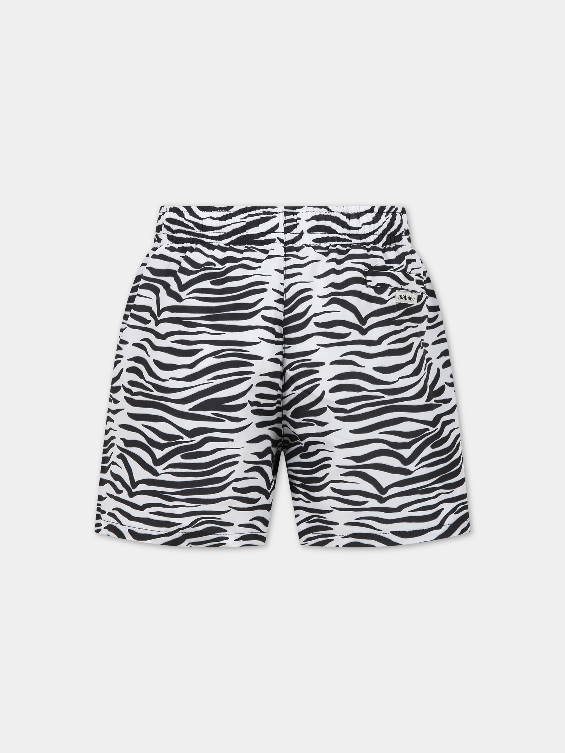 Boxer mare bianco per bambino con logo,Matineè,BBM4029 PETIT ALEXANDRE ZEBRA