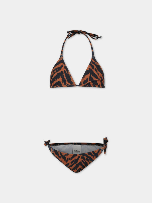 Bikini multicolor per bambina con logo,Matineè,CC4010 PETITE CAMILLE TIGRE