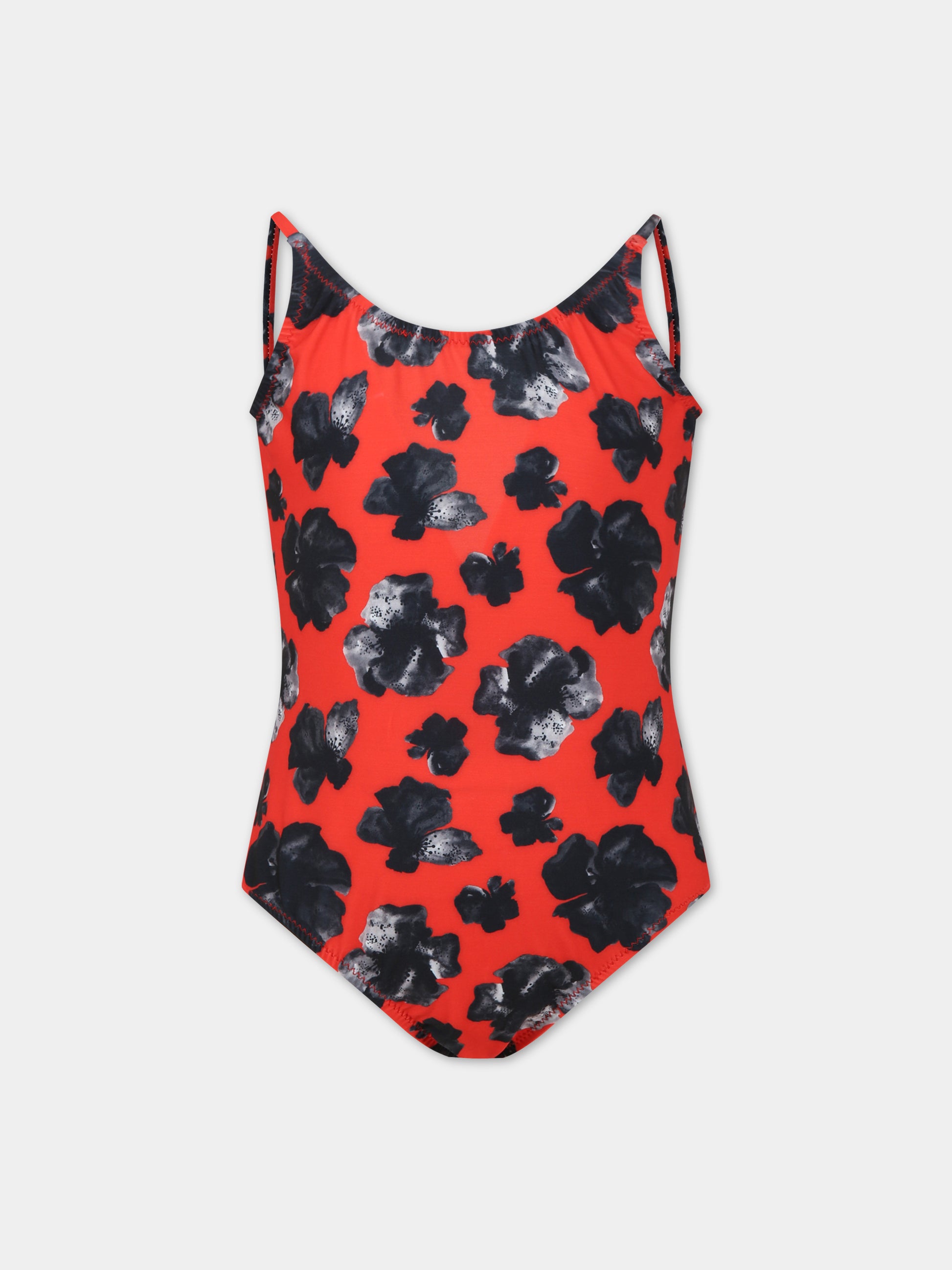 Costume rosso per bambina con logo,Matineè,CC4005 PETITE GISELE FIORE ROSSO