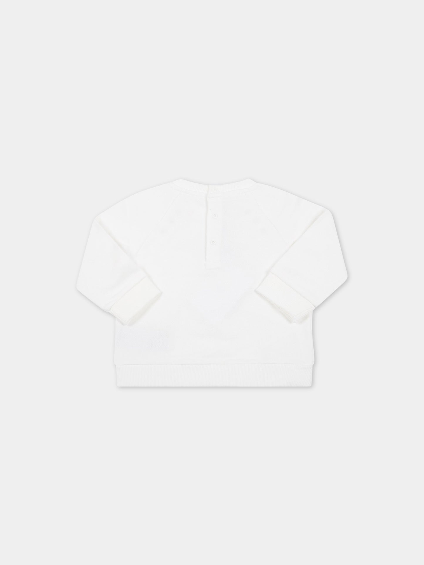 Felpa bianca per neonata con logo nero,Balmain Kids,6R4020 Z0001 100