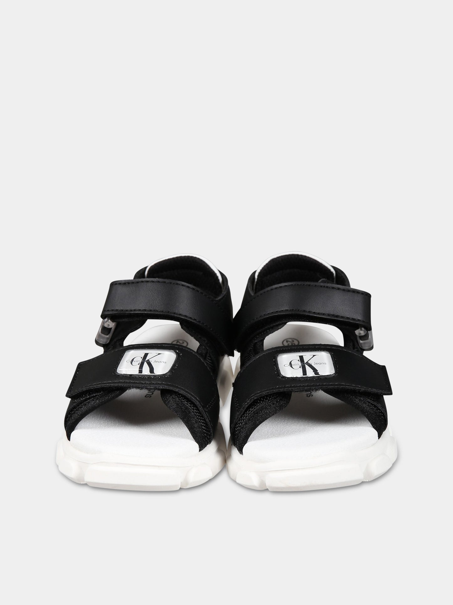 Sandalo nero per bambina con logo,Calvin Klein Kids,V1B2 80609 0211999