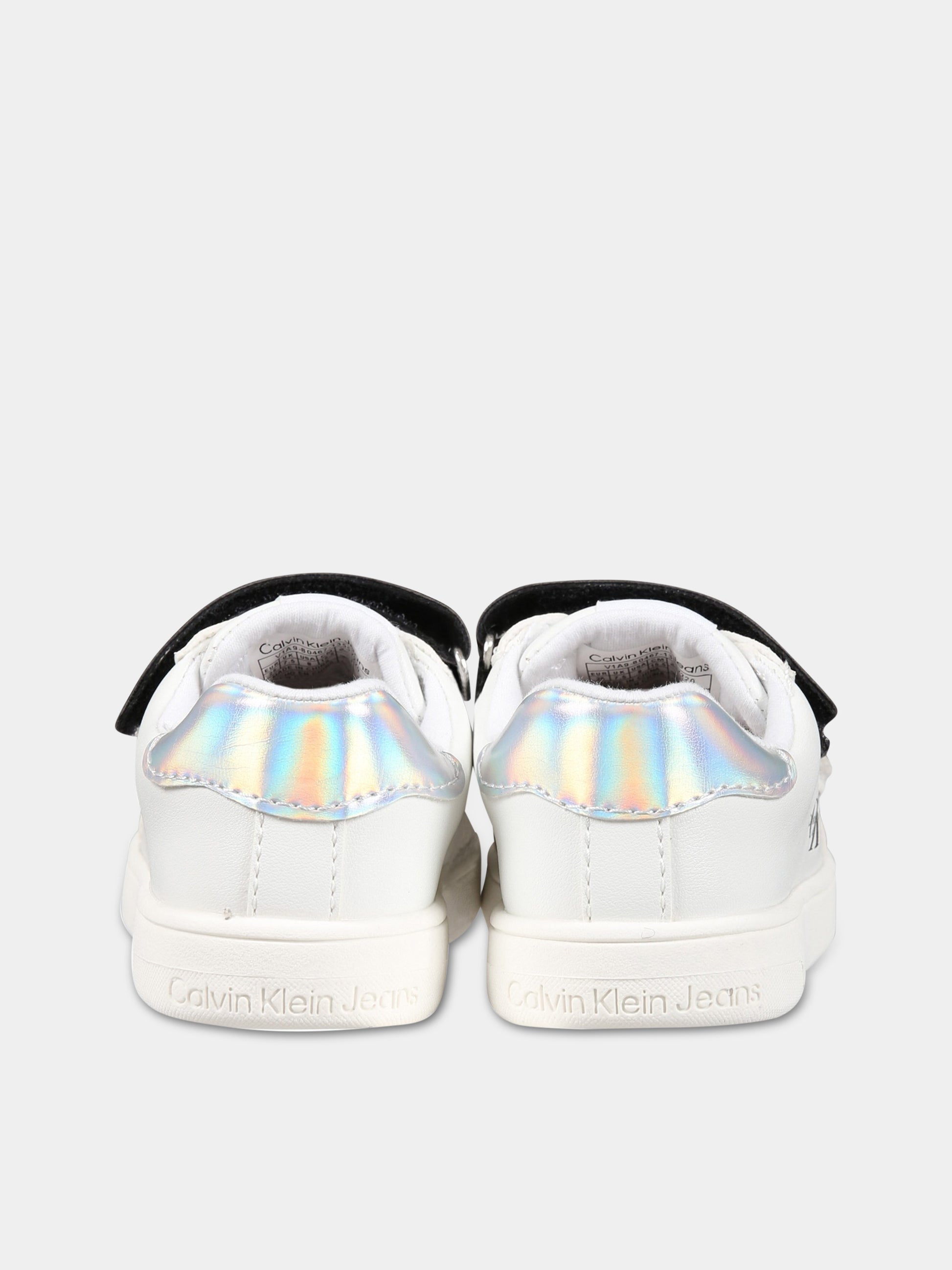 Sneakers bianche per bambina con logo,Calvin Klein Kids,V1A9 80467 1355Y220