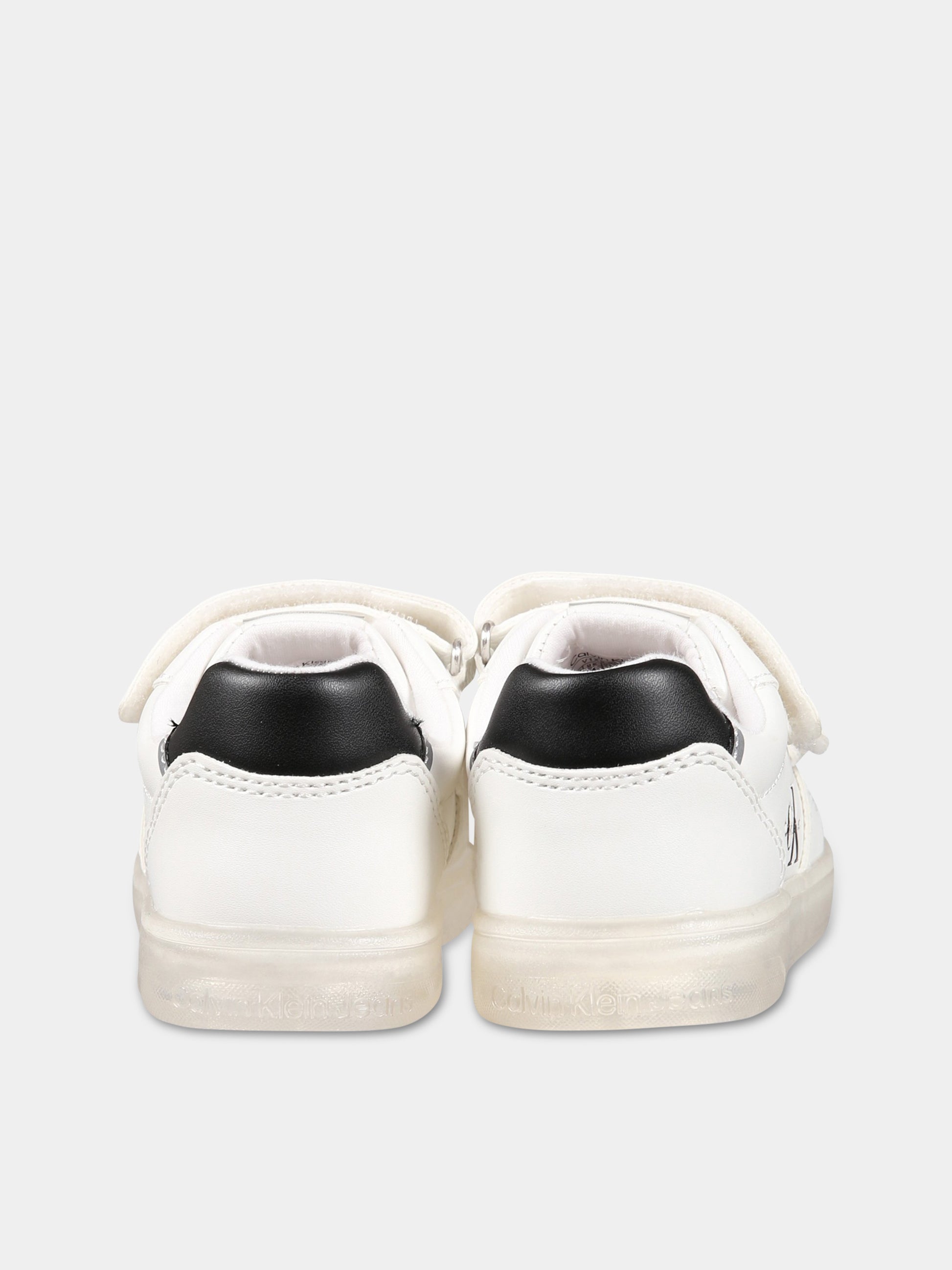 Sneakers bianche per bambini con logo,Calvin Klein Kids,V1X9 80546 1355100