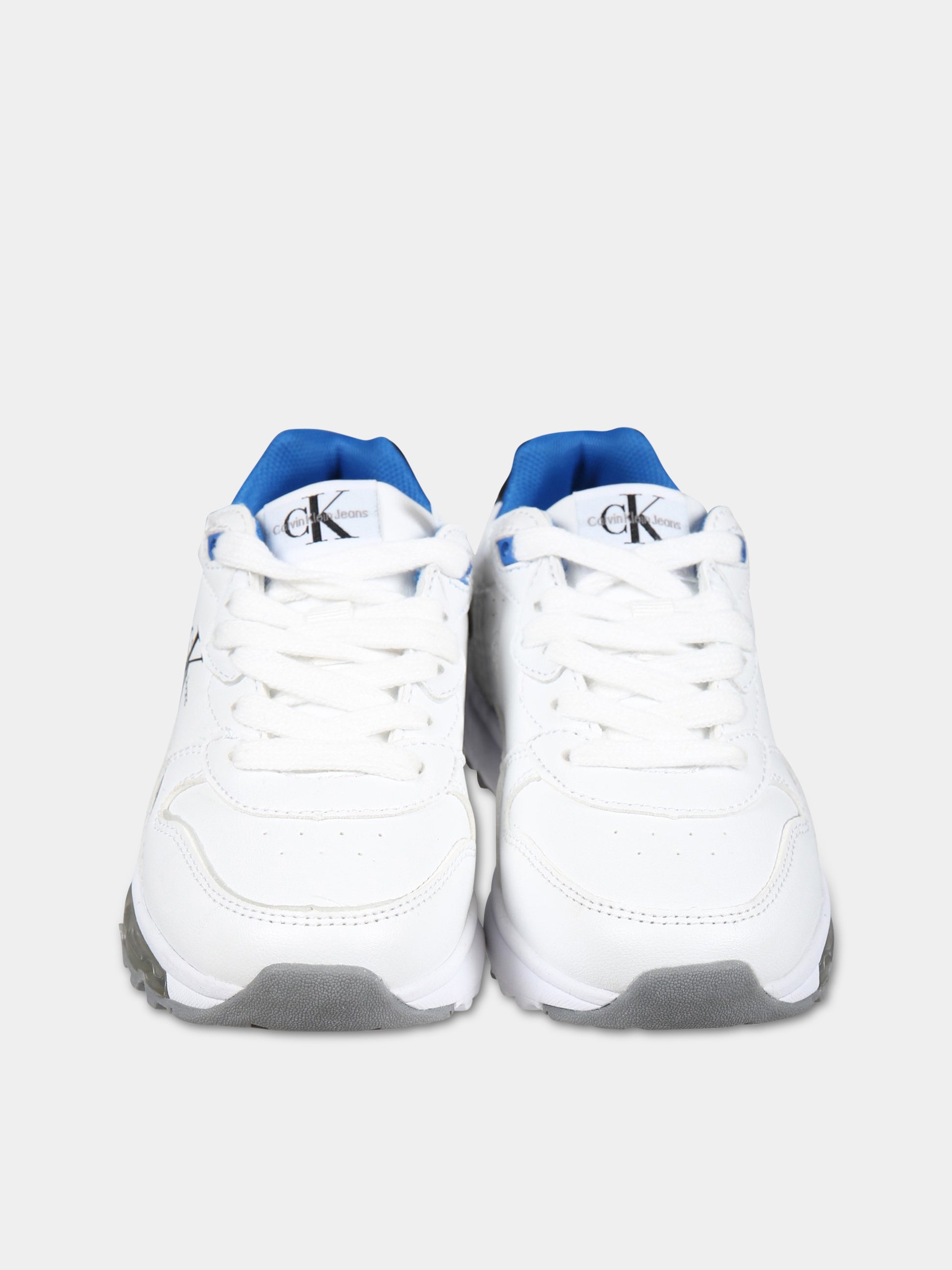 Sneakers bianche per bambino con logo,Calvin Klein Kids,V3B9 80388 0289X002