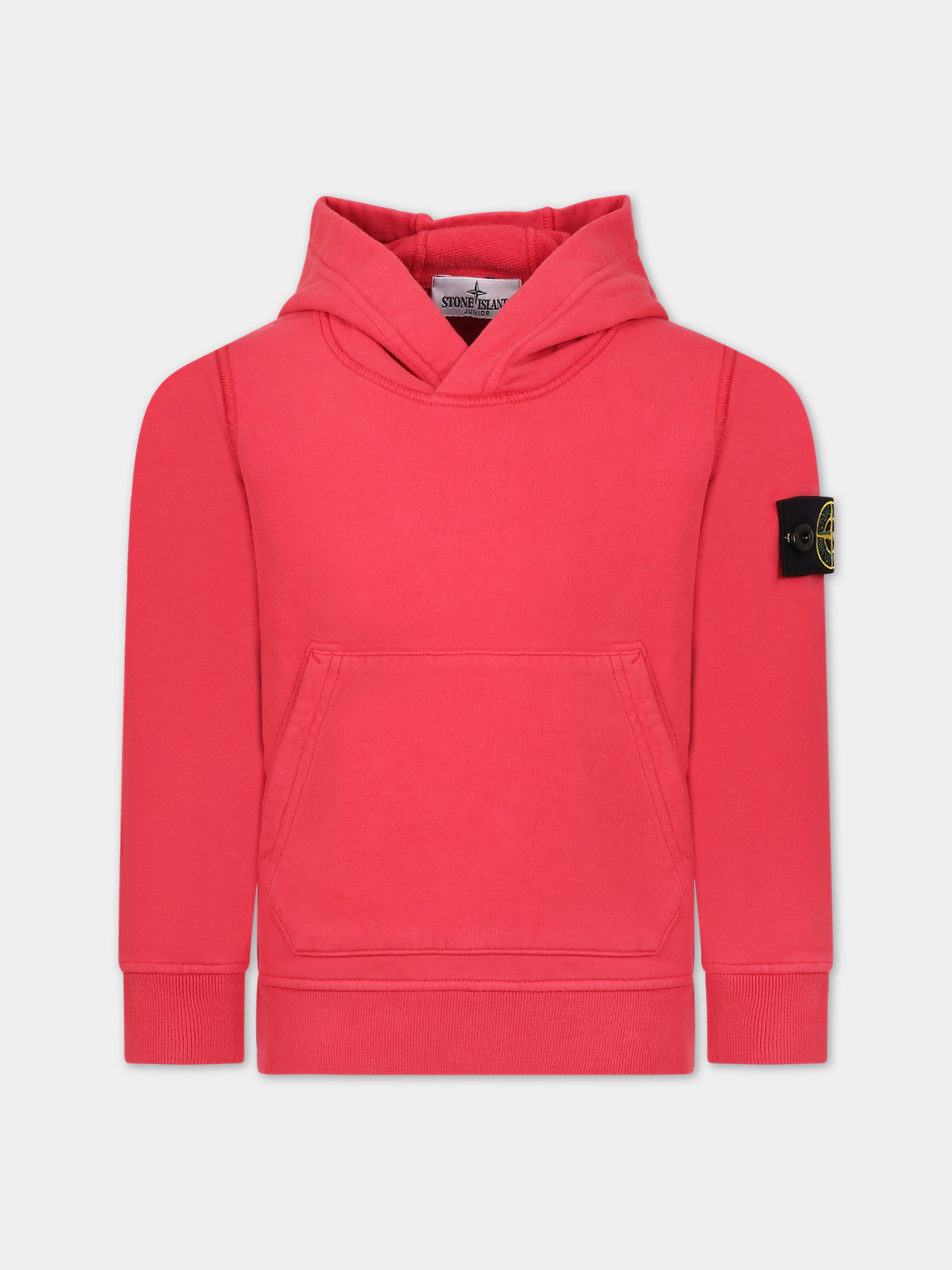Felpa rossa per bambino con bussola,Stone Island Junior,791661620 V0010