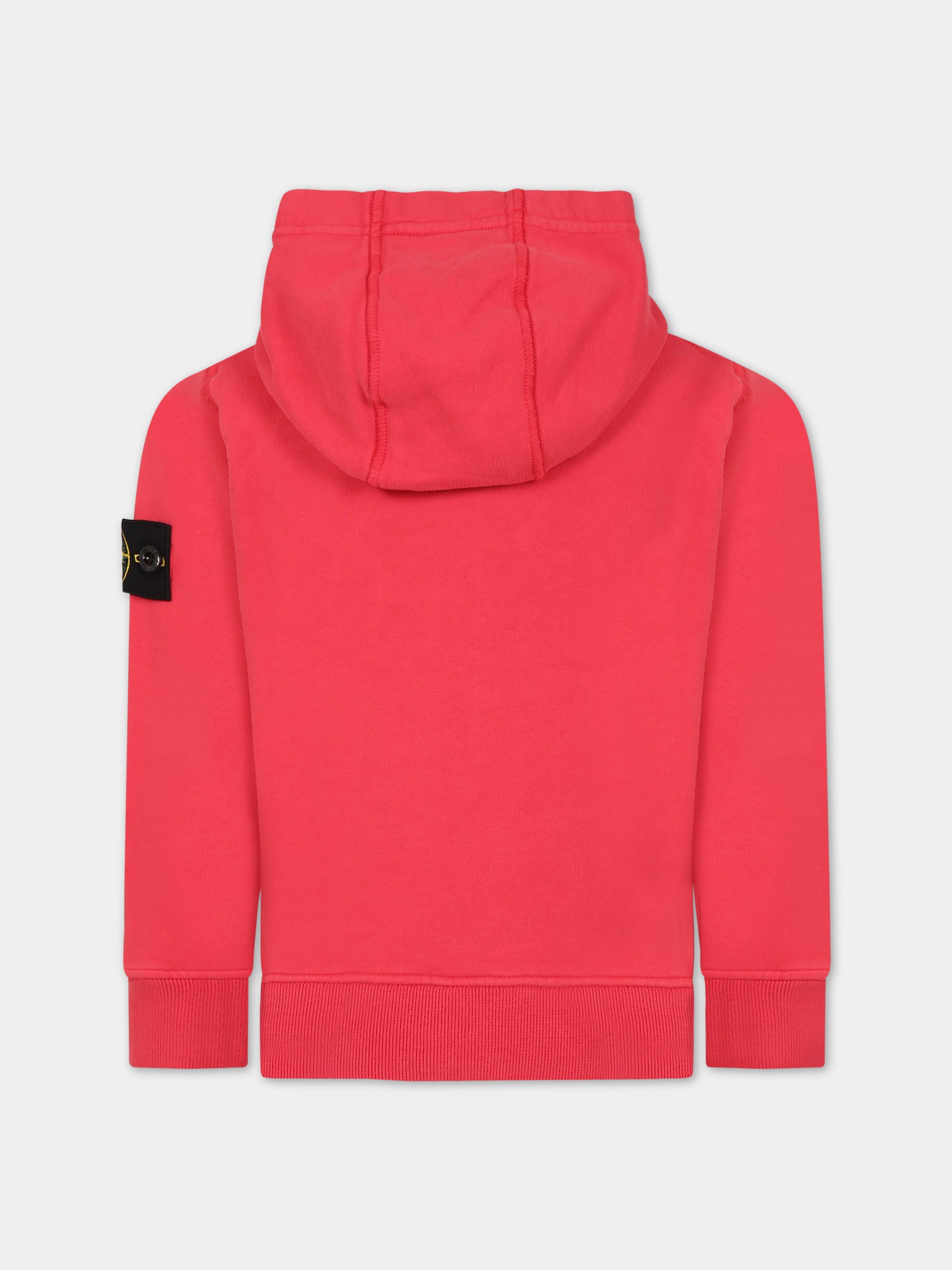 Felpa rossa per bambino con bussola,Stone Island Junior,791661620 V0010