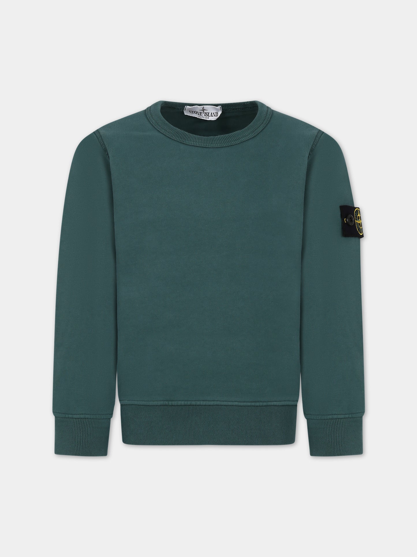 Felpa verde per bambino con bussola,Stone Island Junior,791661320 V0053