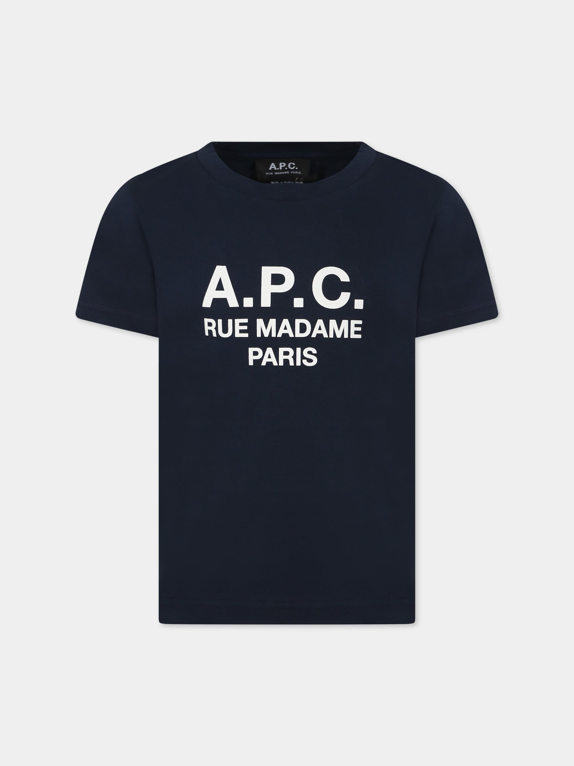 T-shirt blu per bambini con logo,A.p.c.,COEZE E26130 IAJ MARINE