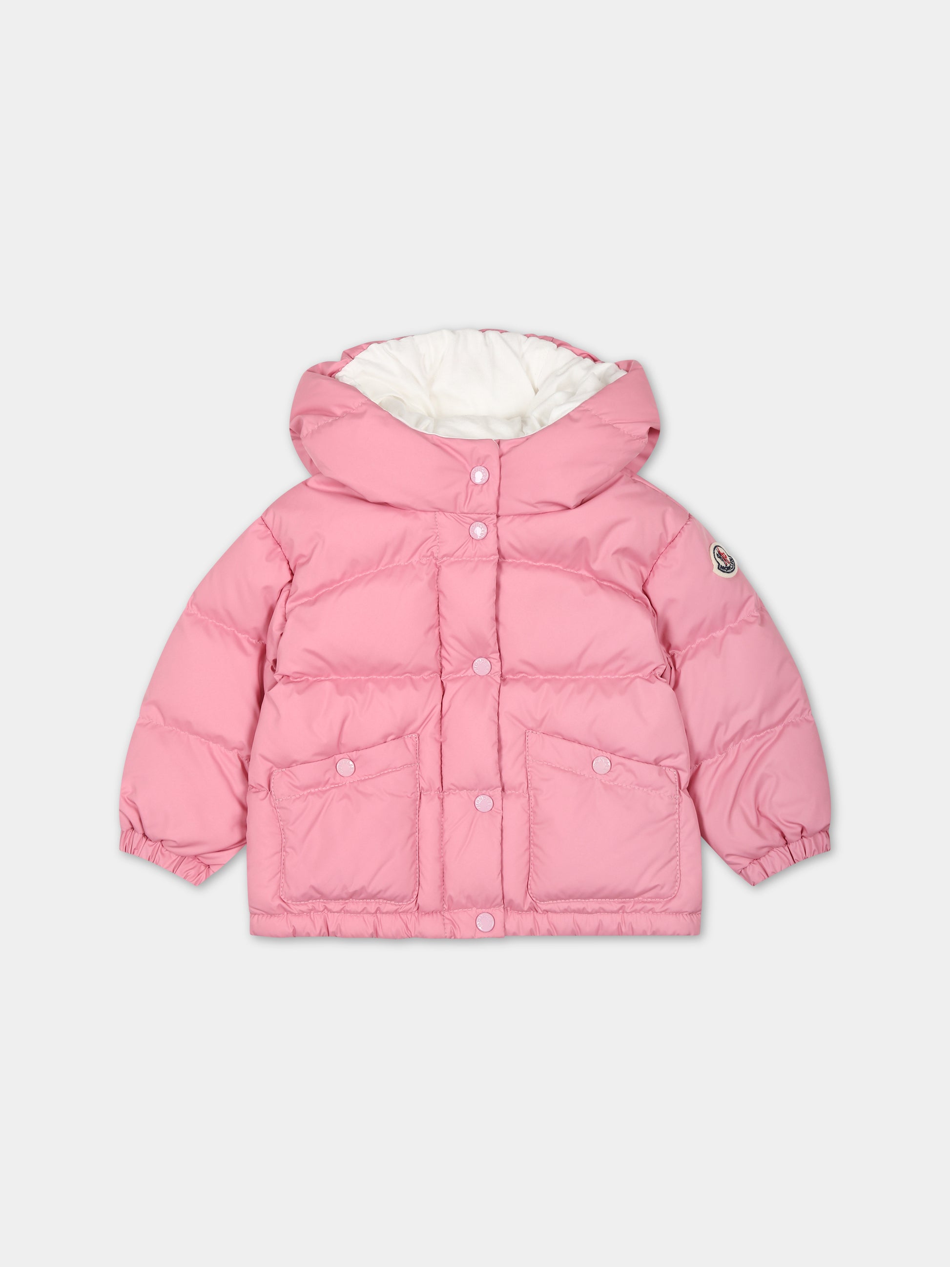 Piumino Ebre rosa per neonata con logo,Moncler Kids,951 1A00013 54A81 527