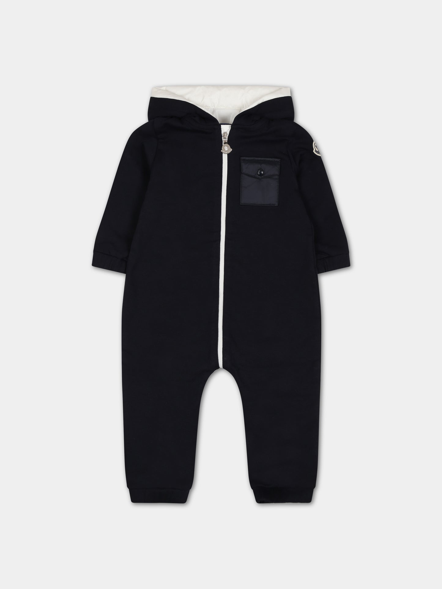 Tutina blu per neonato con logo,Moncler Kids,951 8L00002 80996 778