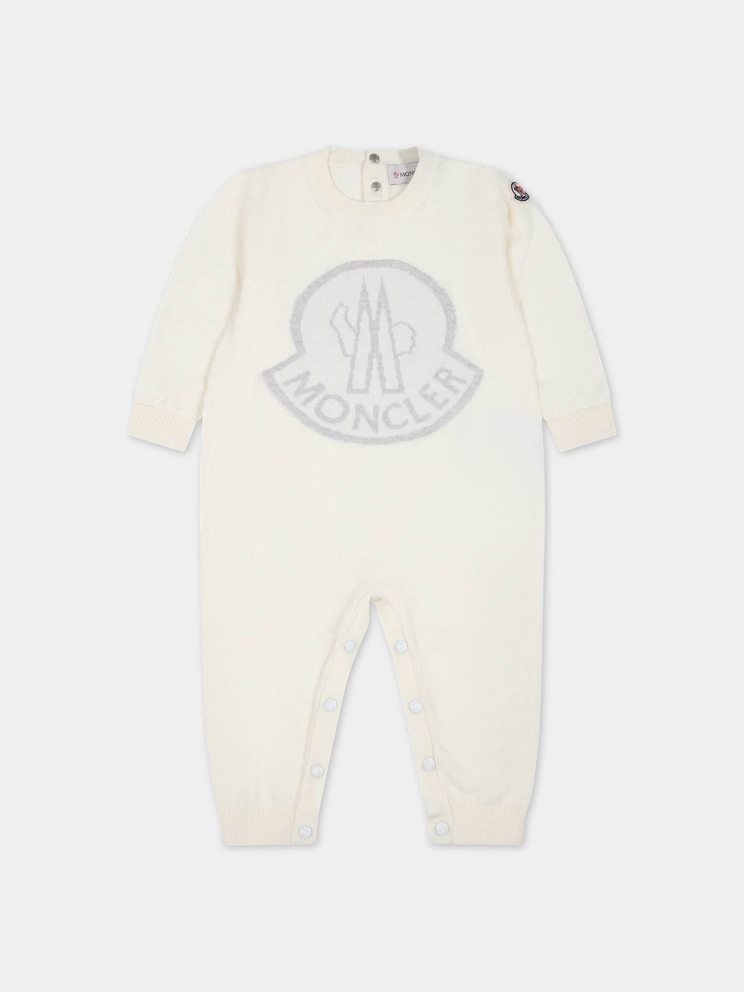 Tutina bianca per neonati con logo,Moncler Kids,951 9G00002 M1131 P09