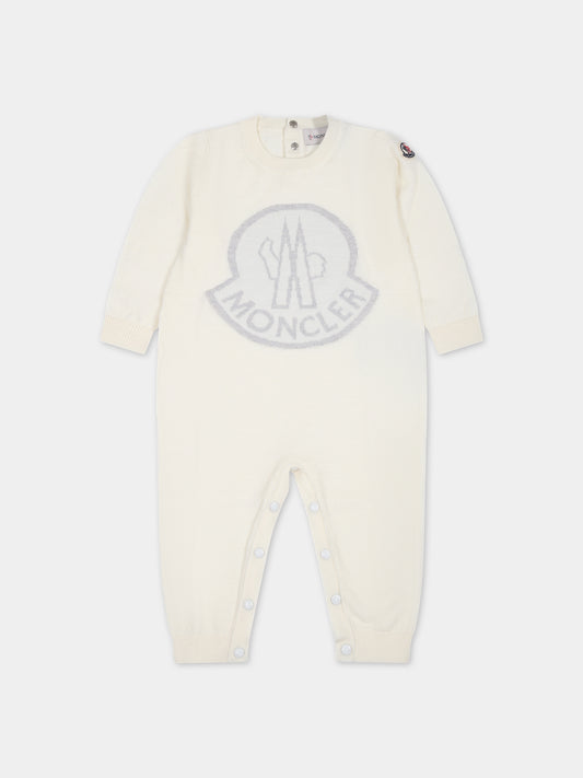 Tutina bianca per neonati con logo,Moncler Kids,951 9G00002 M1131 P09