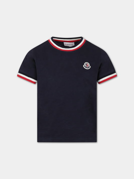 T-shirt bianca per bambino con logo,Moncler Kids,954 8C00023 83092 778
