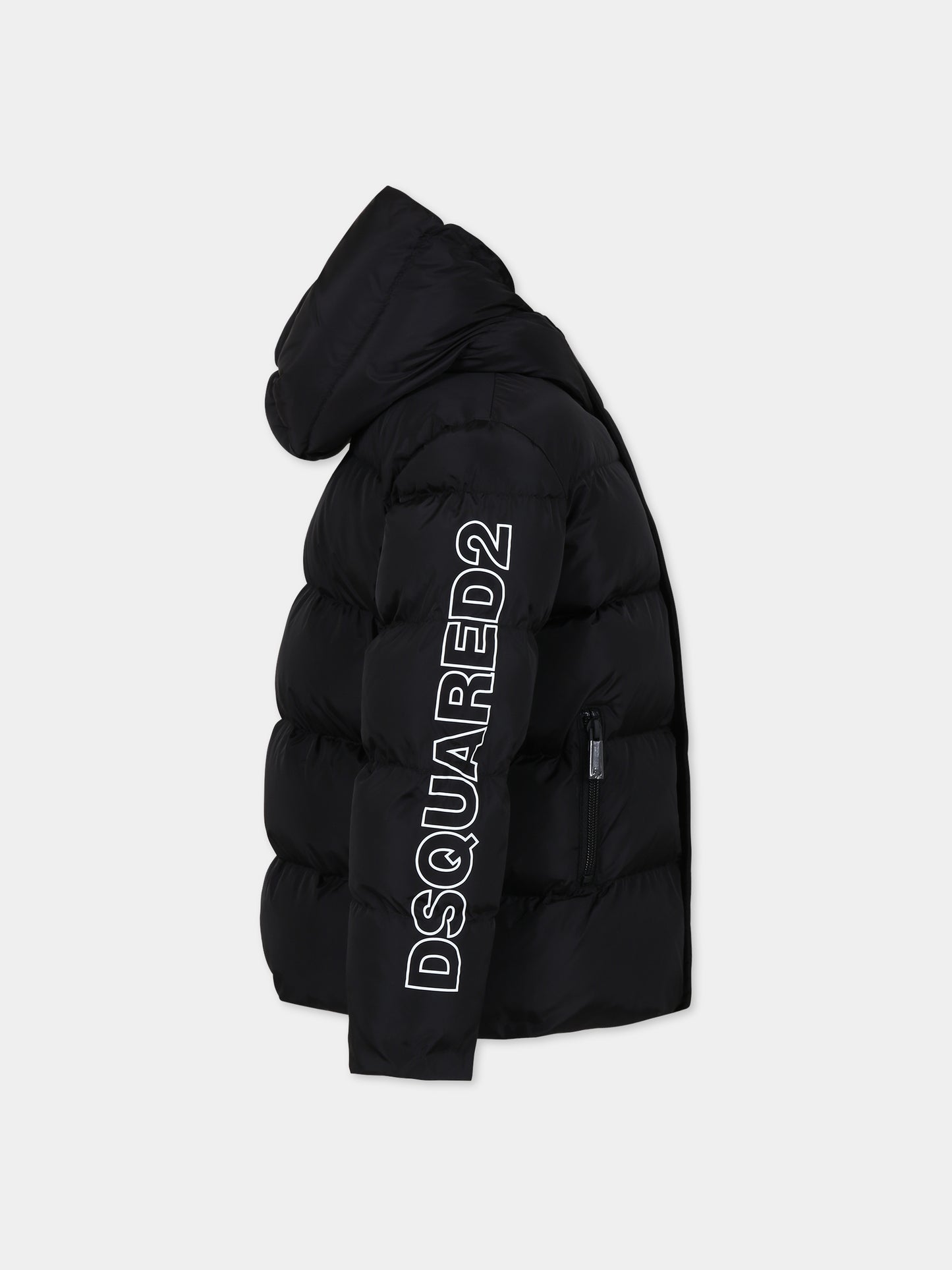 Piumino nero per bambino con logo,Dsquared2,DQ1732 D00BN D2J407U DQ900