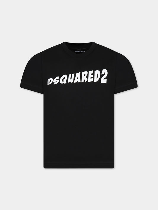 T-shirt nera per bambino con logo,Dsquared2,DQ1735 D00MV D2T946U DQ900
