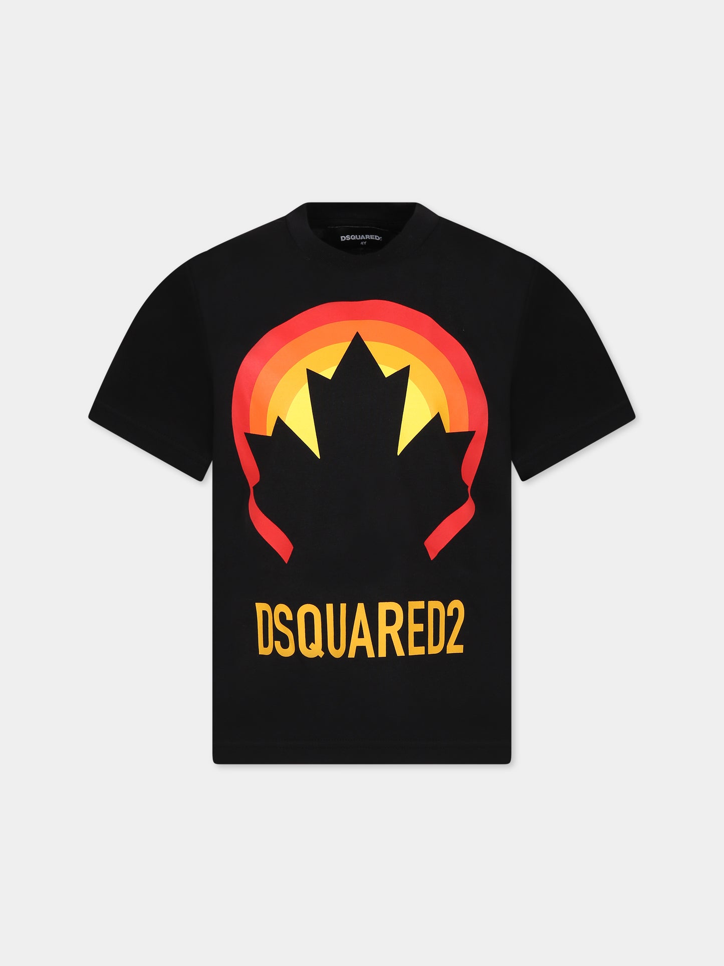 T-shirt nera per bambino con logo e stampa,Dsquared2,DQ1740 D00MM D2T949U DQ90S