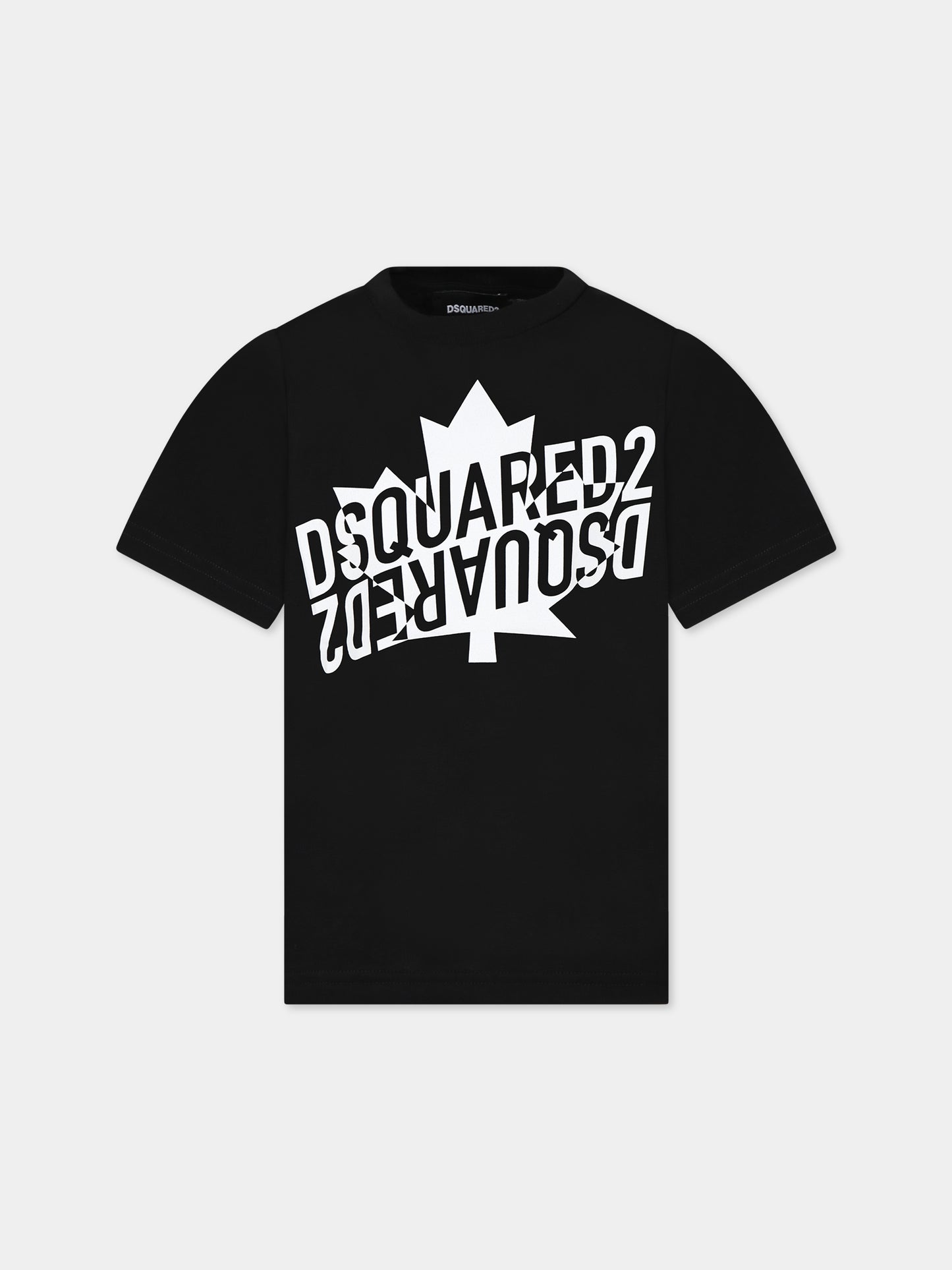 T-shirt nera per bambino con logo e stampa,Dsquared2,DQ1743 D00MV D2T947U DQ900