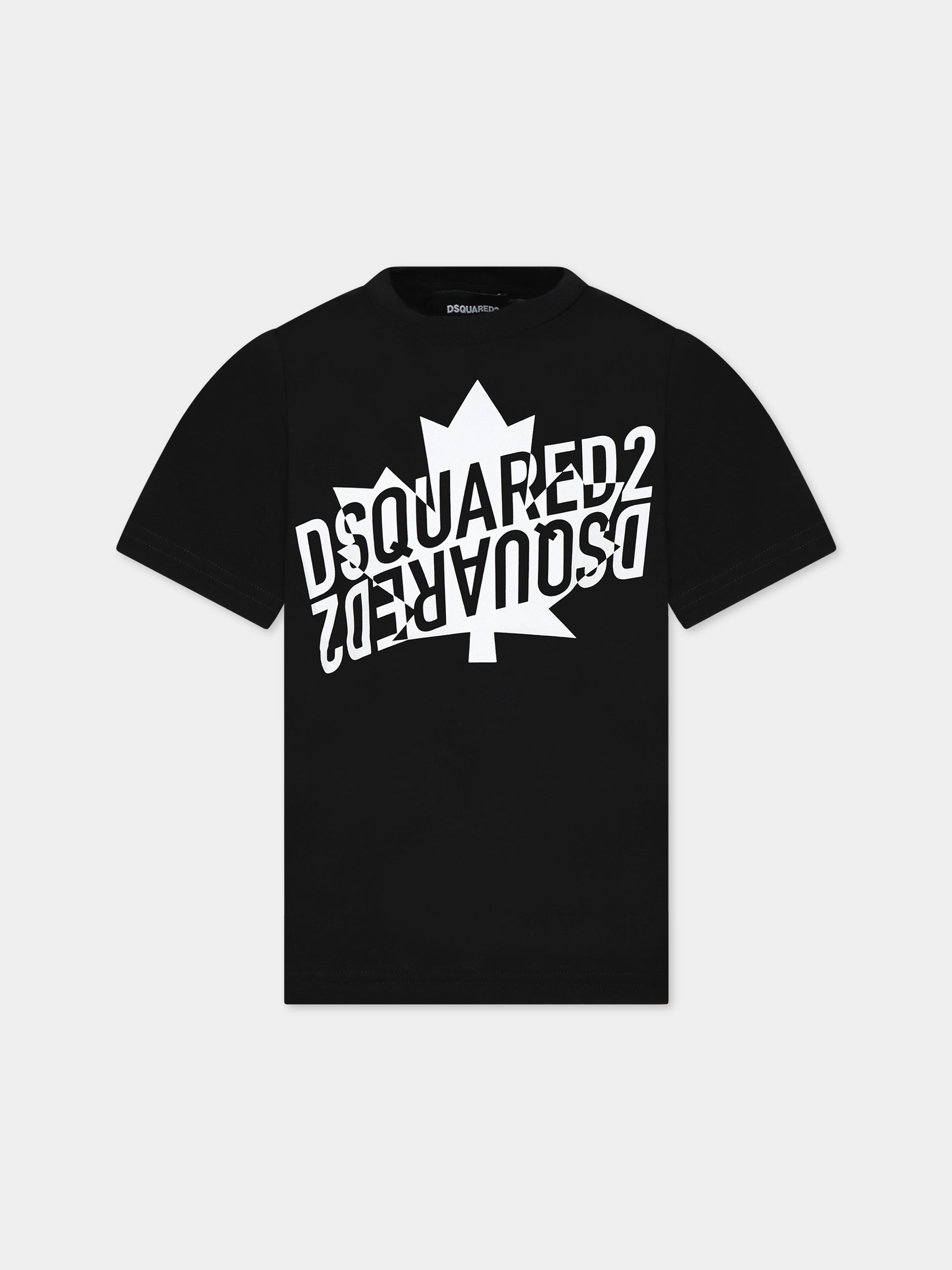 T-shirt nera per bambino con logo e stampa,Dsquared2,DQ1743 D00MV D2T947U DQ900