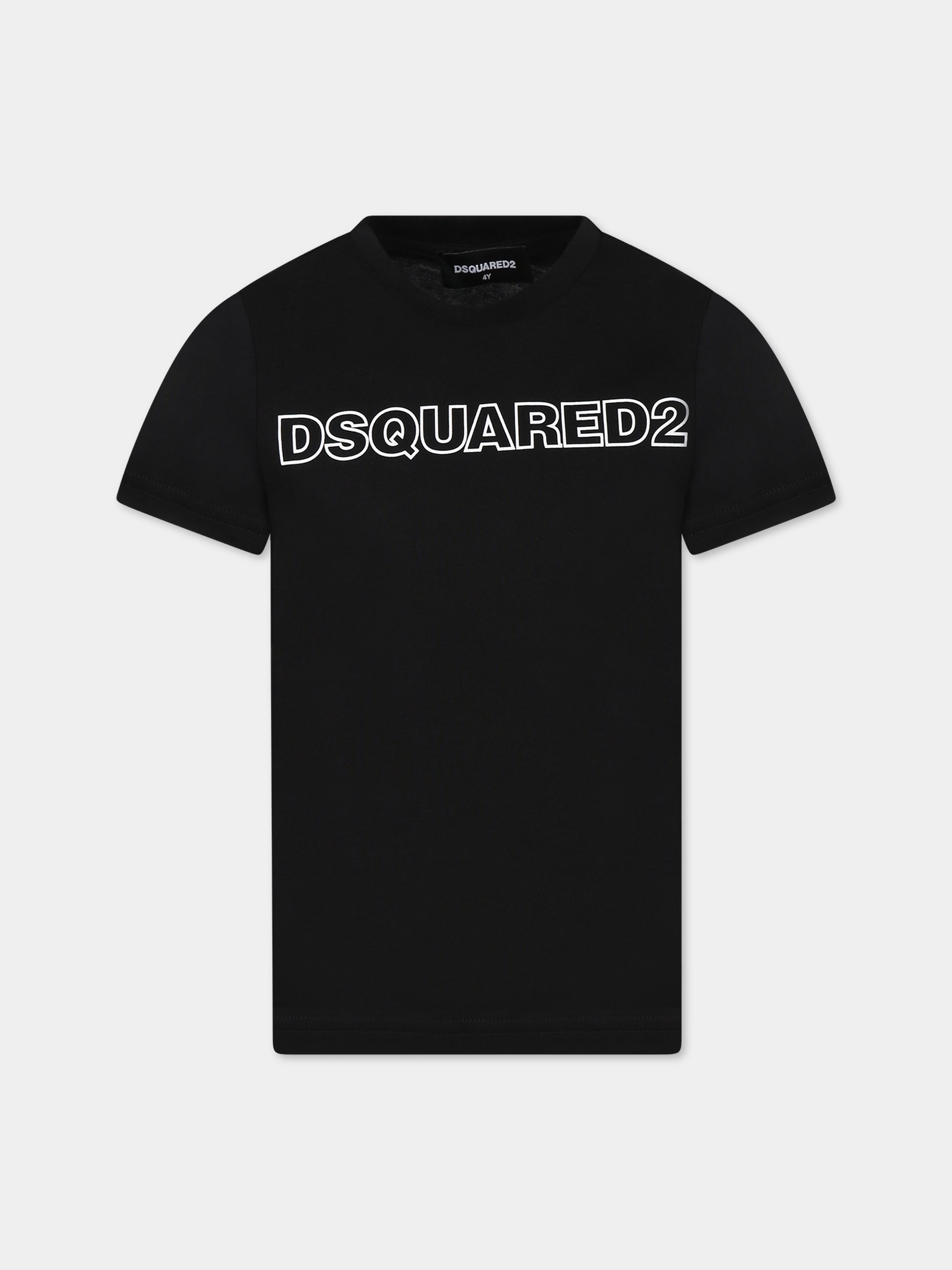 T-shirt nera per bambino con logo,Dsquared2,DQ1757 D00MV D2T948U DQ900