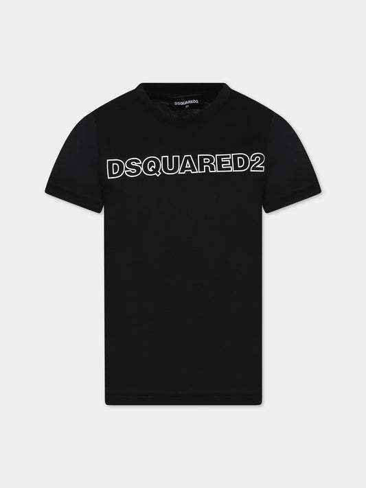 T-shirt nera per bambino con logo,Dsquared2,DQ1757 D00MV D2T948U DQ900