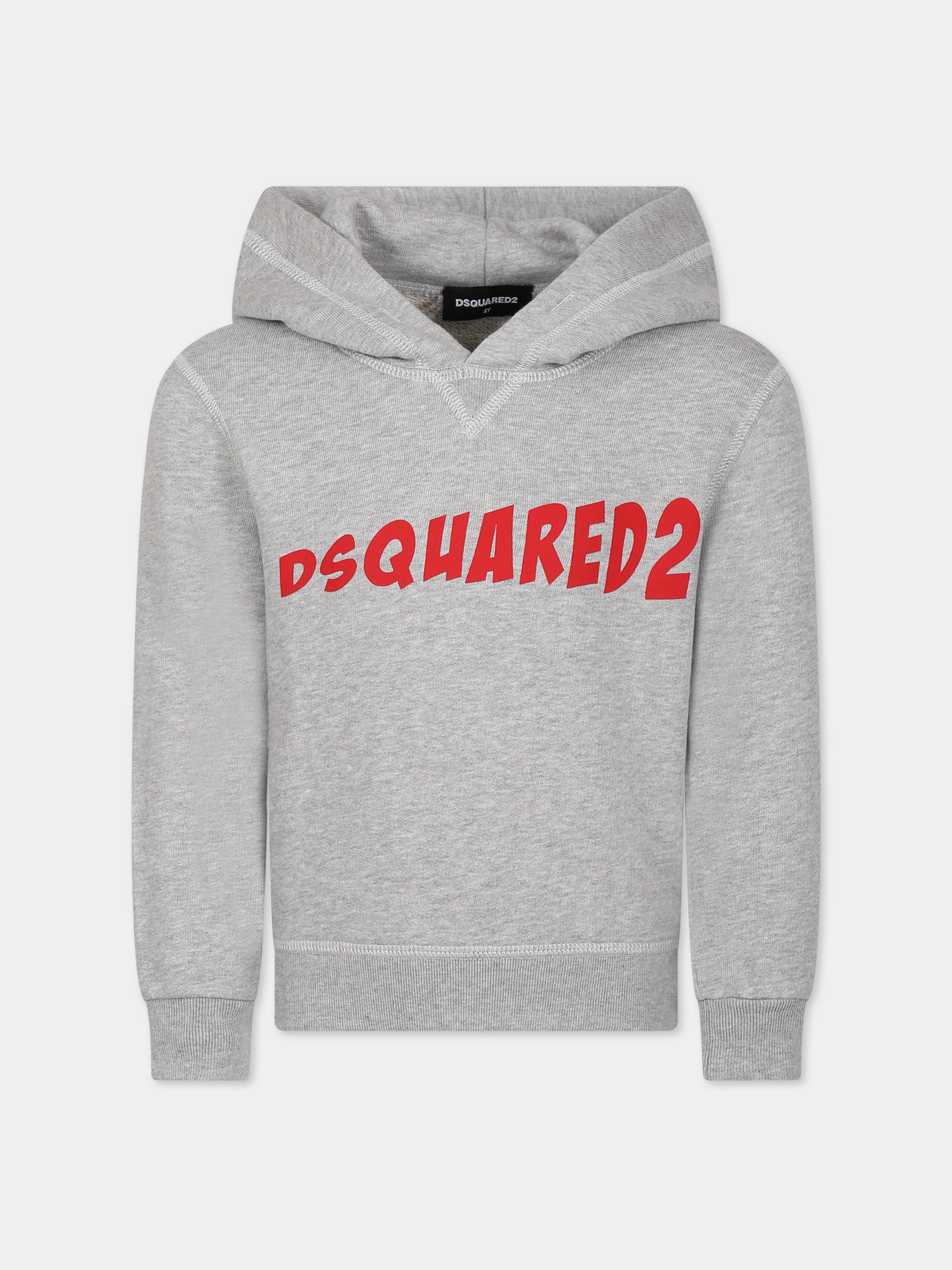 Felpa grigia per bambino con logo,Dsquared2,DQ1736 D0A4W D2S719U DQ979