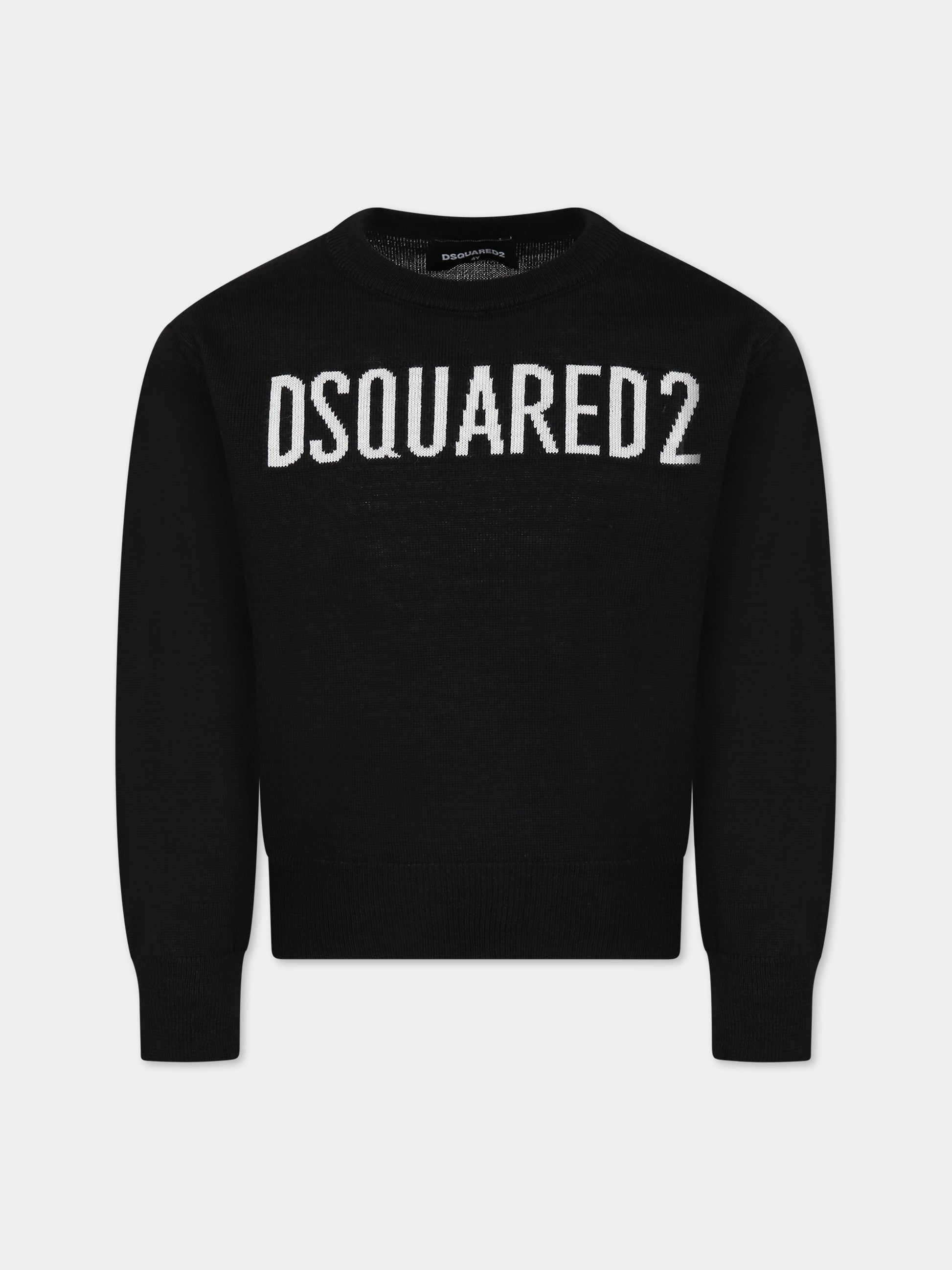 Maglione nero per bambino con logo,Dsquared2,DQ1724 D003F D2K148U DQ900