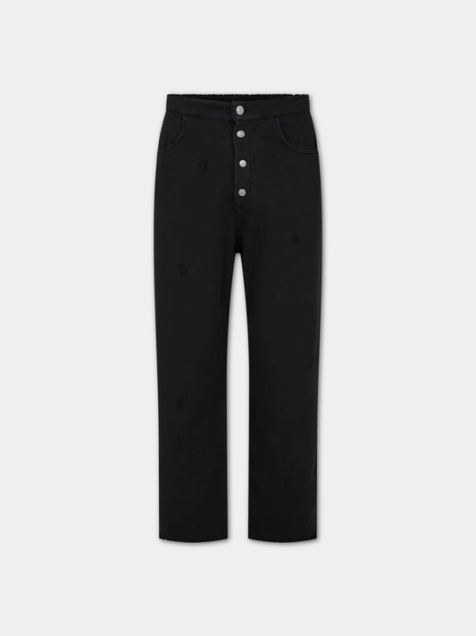 Pantaloni neri per bambina con logo,Mm6 Maison Margiela,M60447 MM01A MM6P86U M6900
