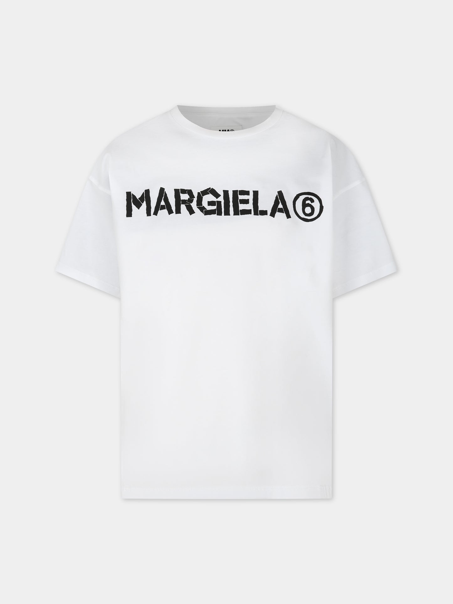 T-shirt bianca per bambini con logo,Mm6 Maison Margiela,M60408 MM009 MM6T65U M6100