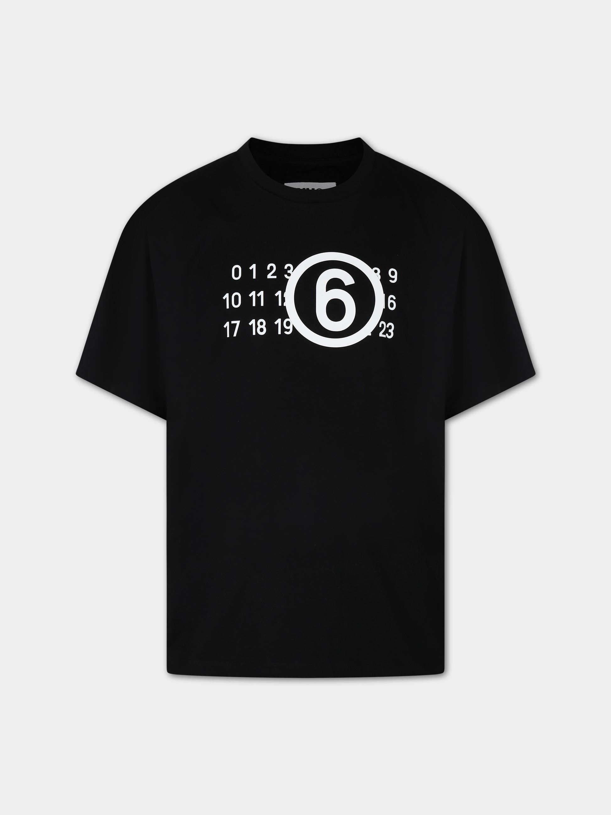 T-shirt nera per bambini con logo,Mm6 Maison Margiela,M60422 MM010 MM6T72U M6900