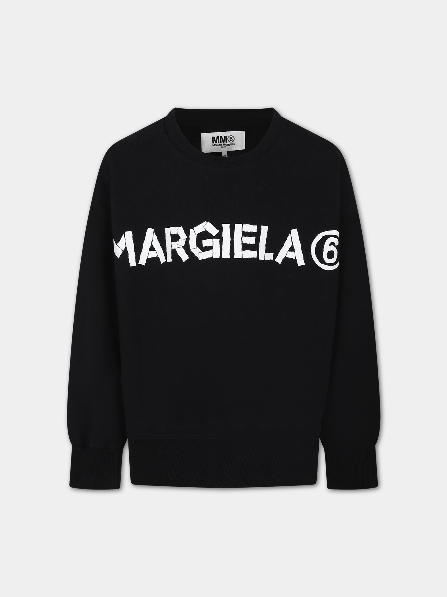 Felpa nera per bambini con logo,Mm6 Maison Margiela,M60407 MM006 MM6S61U M6900