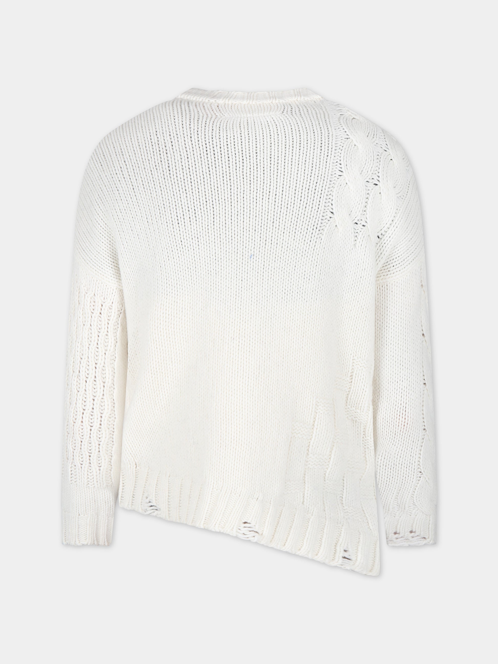 Maglione bianco per bambini con logo,Mm6 Maison Margiela,M60476 MM01T MM6K18U M6101