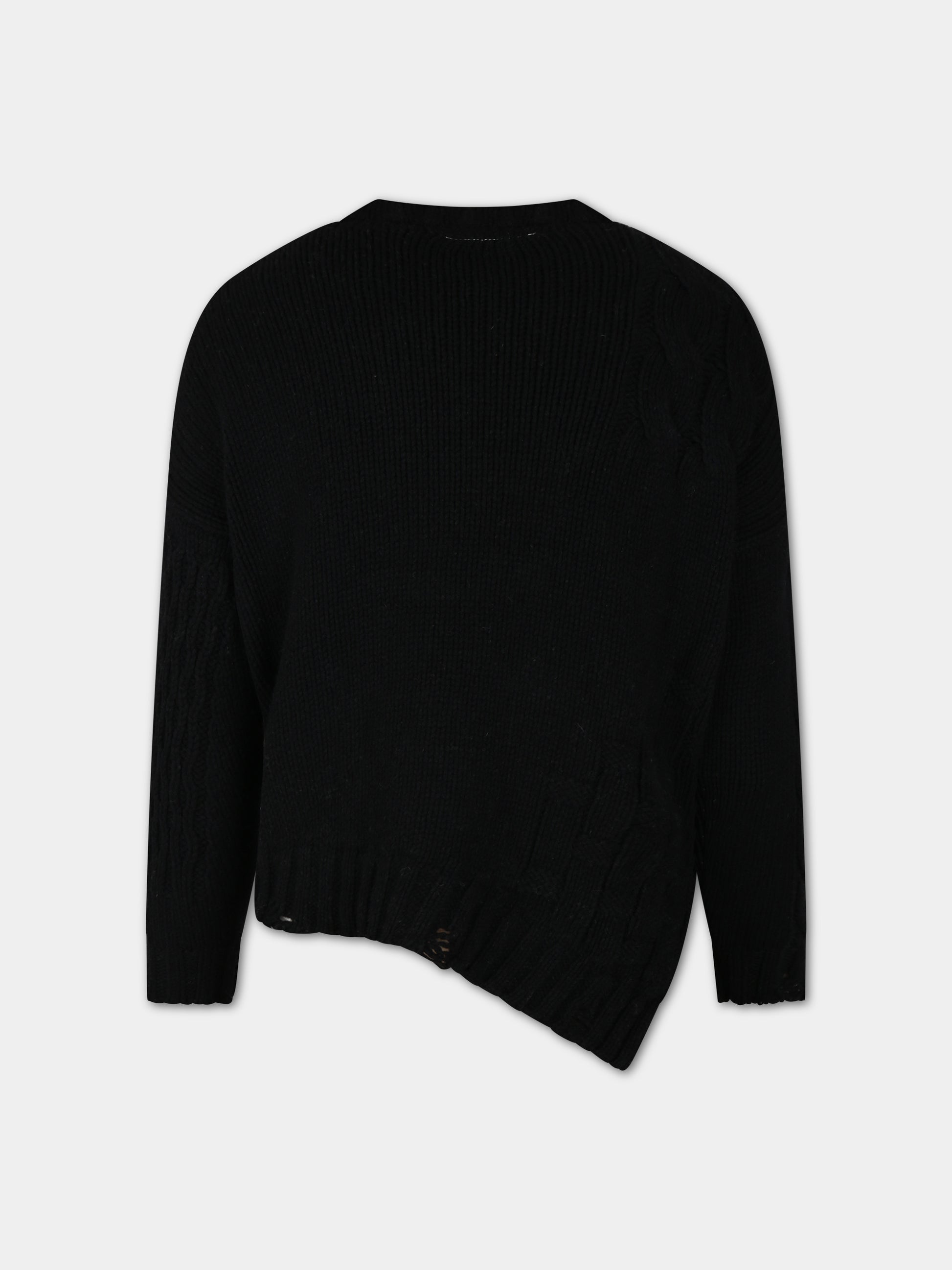 Maglione nero per bambini con logo,Mm6 Maison Margiela,M60476 MM01T MM6K18U M6900