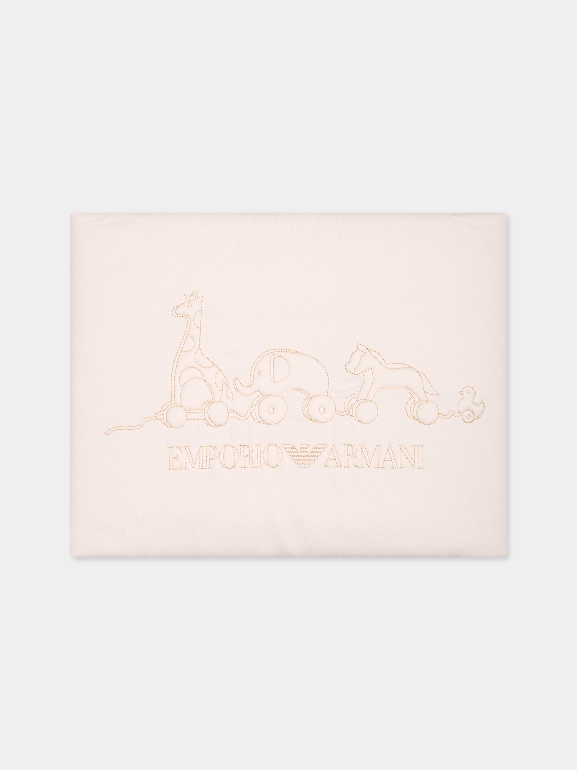 Coperta avorio per neonata con giochi e aquilotto,Armani Junior,6RN803 NJ0LZ 0355