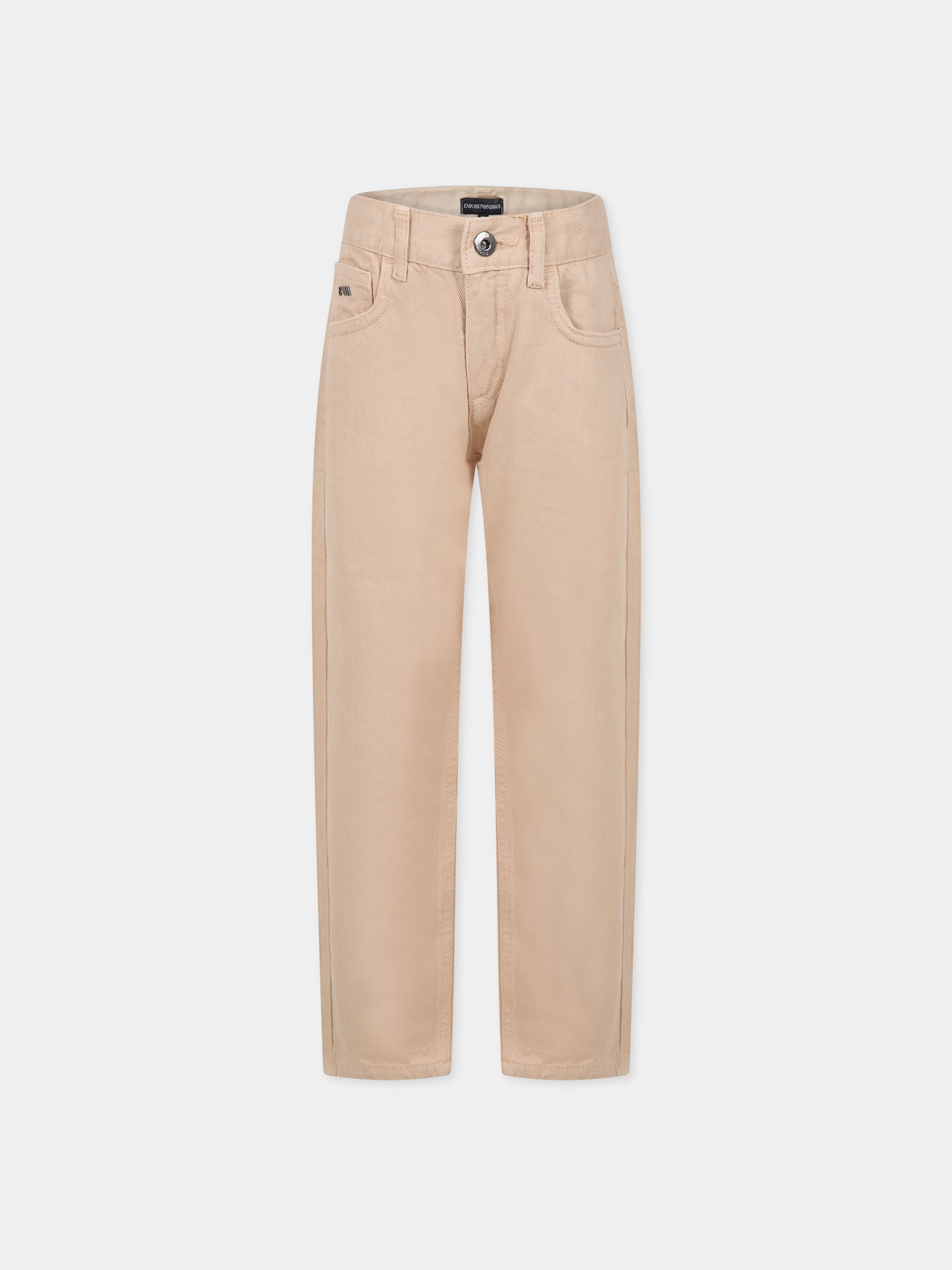 Pantaloni beige per bambino con aquilotto,Armani Junior,6R4J75 4N7VZ 0150