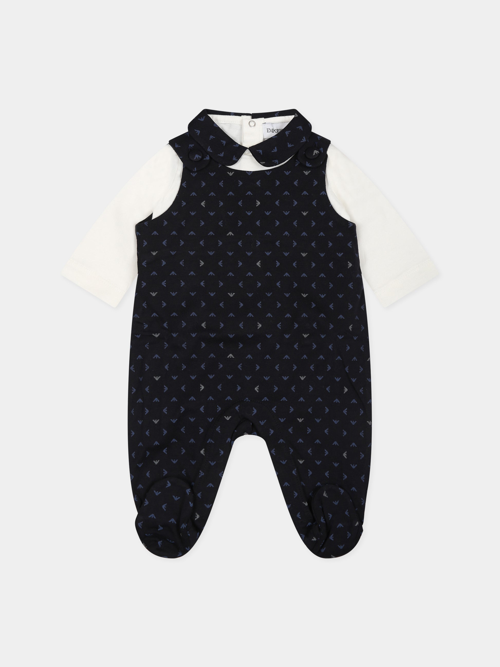 Completo blu per neonato con iconici aquilotti,Armani Junior,8NNV48 NJ05Z F919