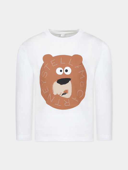 T-shirt bianca per bambino con logo e stampa,Stella Mccartney Kids,TT8P50 Z0434 101