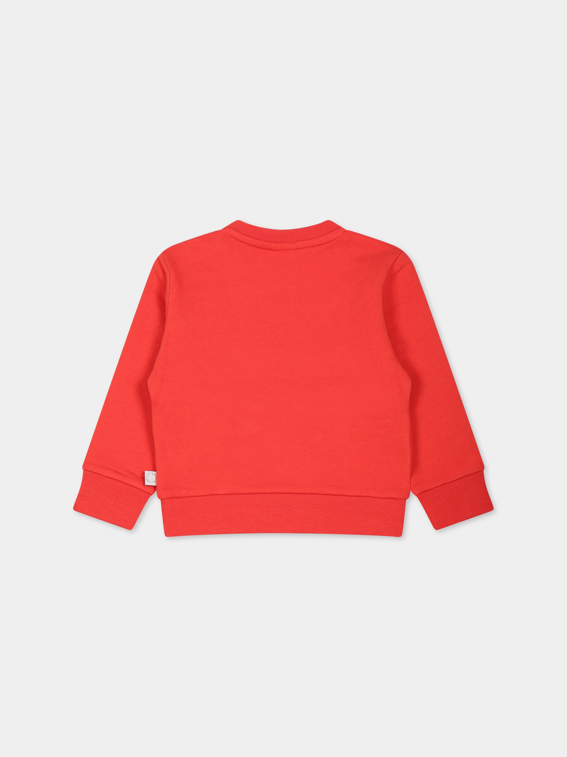 Felpa rossa per neonata con cuori e logo,Stella Mccartney Kids,TT4050 Z0447 412