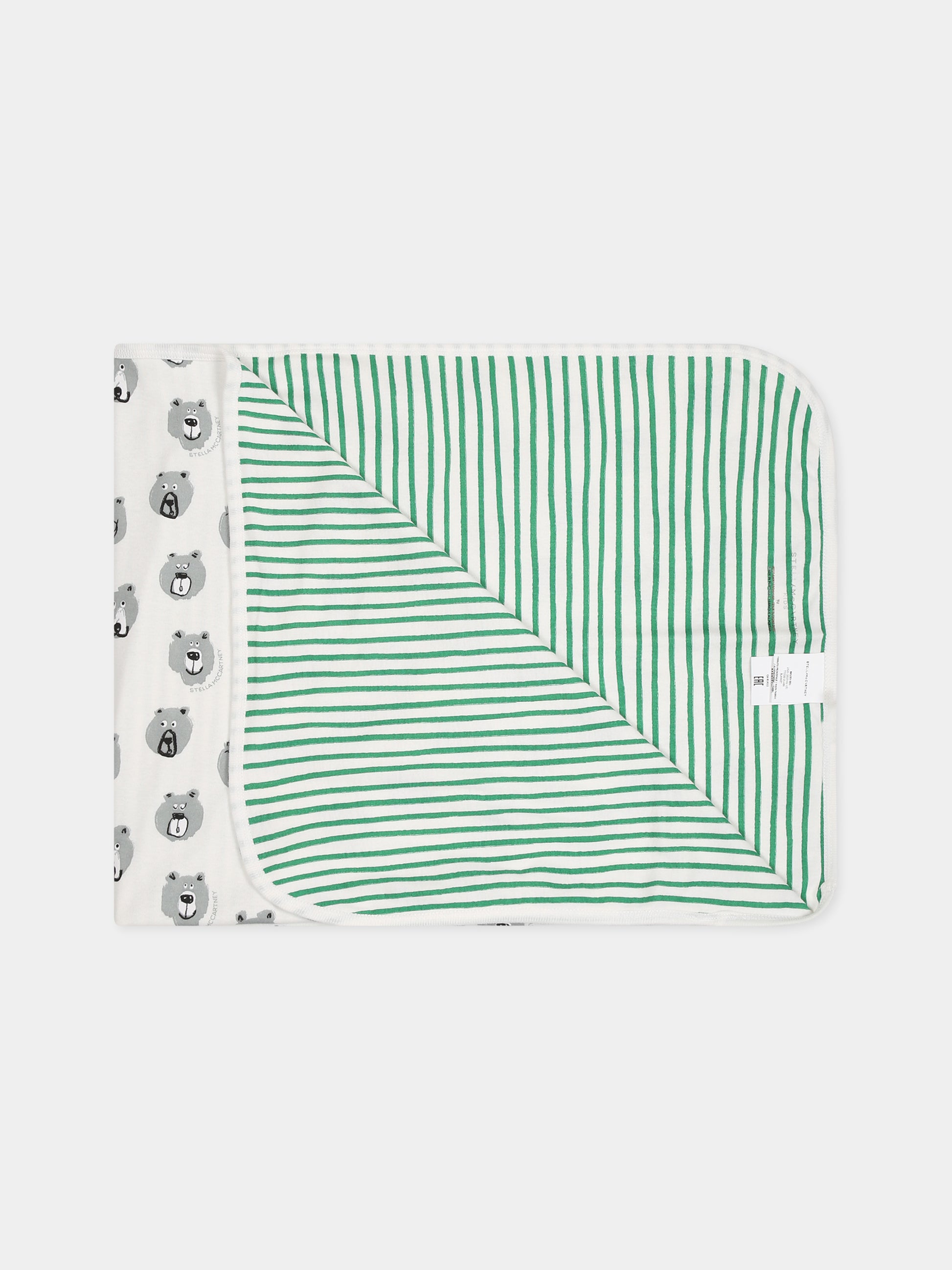 Coperta bianca per neonato con stampa e logo,Stella Mccartney Kids,TT0530 Z1486 101MC