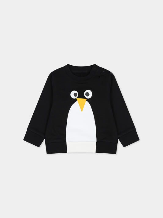 Felpa nera per neonato con stampa,Stella Mccartney Kids,TT4630 Z0447 930