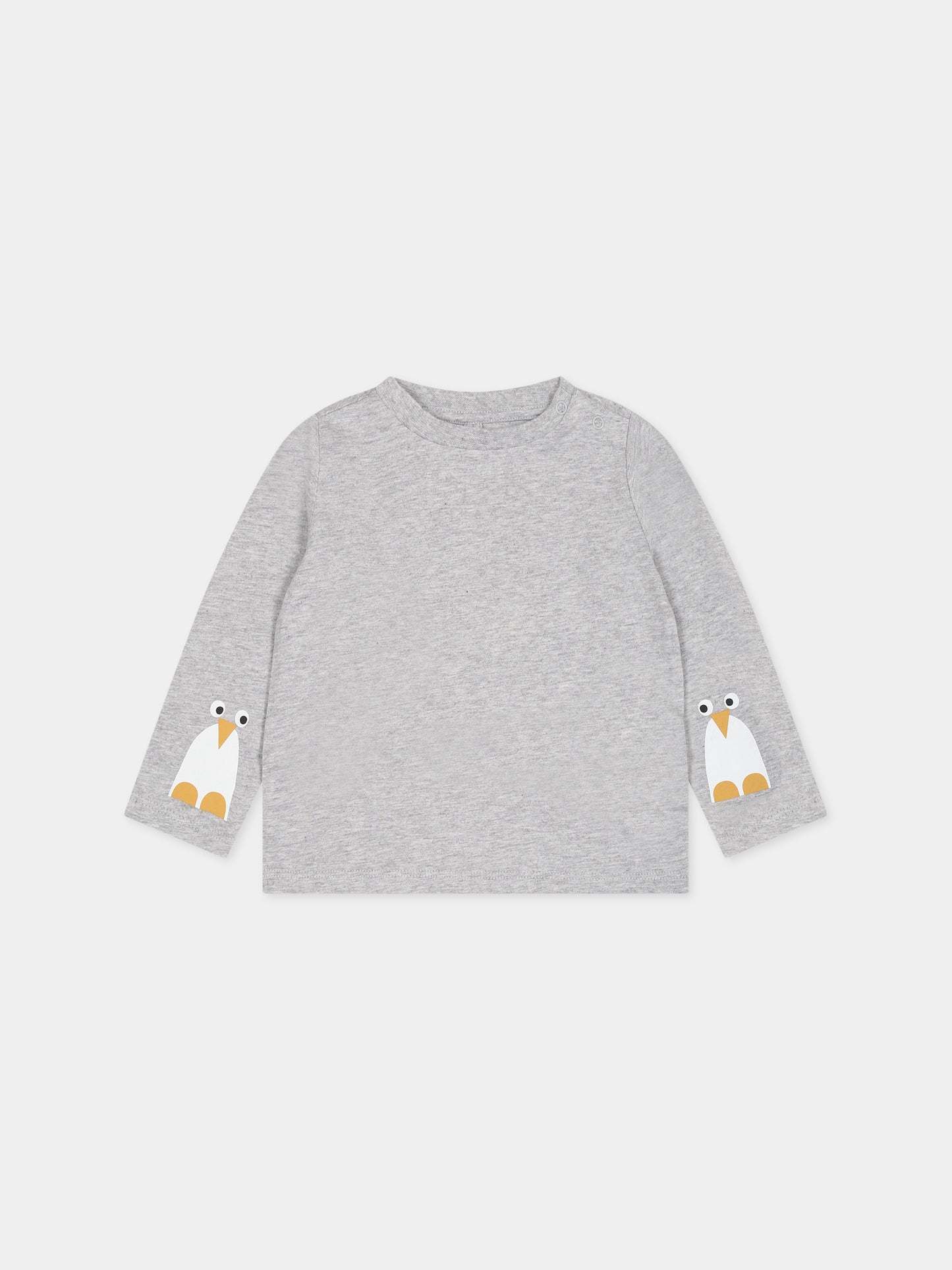 T-shirt grigia per neonato con logo e stampa,Stella Mccartney Kids,TT8690 Z0434 905