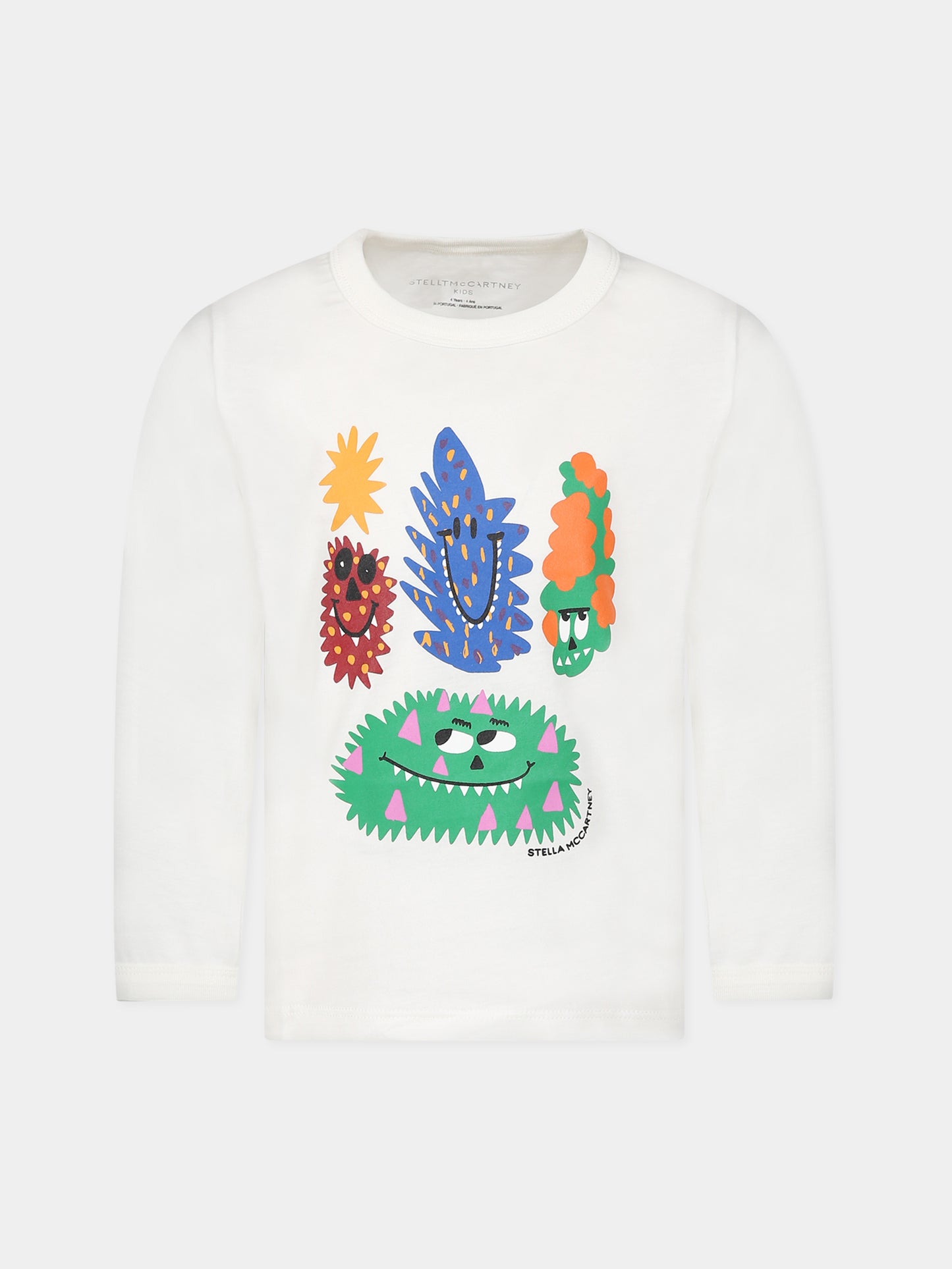 T-shirt bianca per bambino con logo e stampa,Stella Mccartney Kids,TT8Q40 Z0434 101