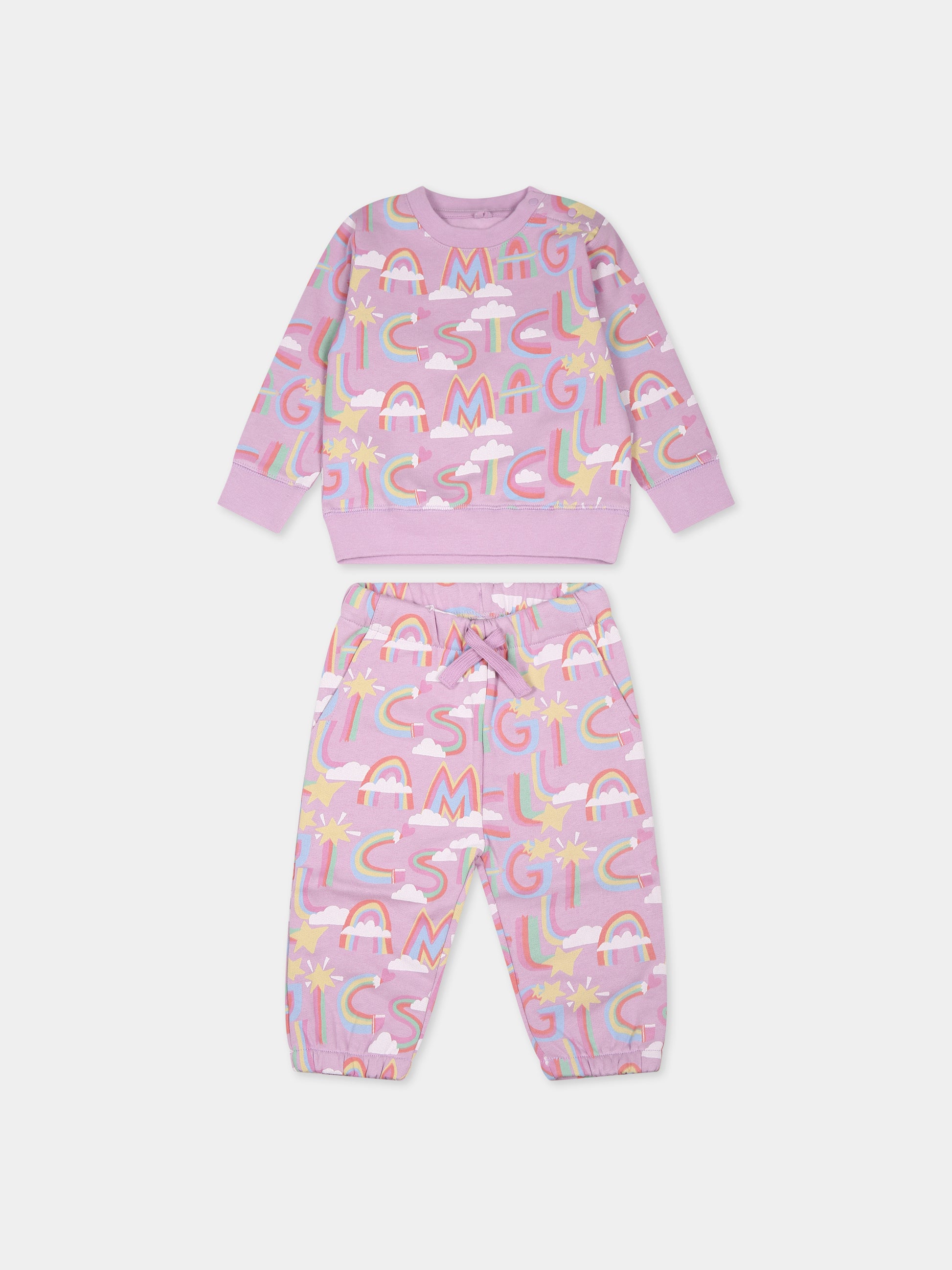 Completo viola per neonata con stelle e nuvole,Stella Mccartney Kids,TT3010 Z1568 516MC