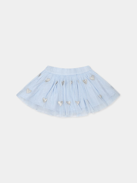 Gonna celeste per neonata con cuori,Stella Mccartney Kids,TT7011 Z1309 602EM